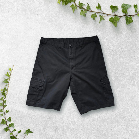 Dickies Black Cargo Shorts W38 Utility Workwear Style Inseam 12” Poly Cotton