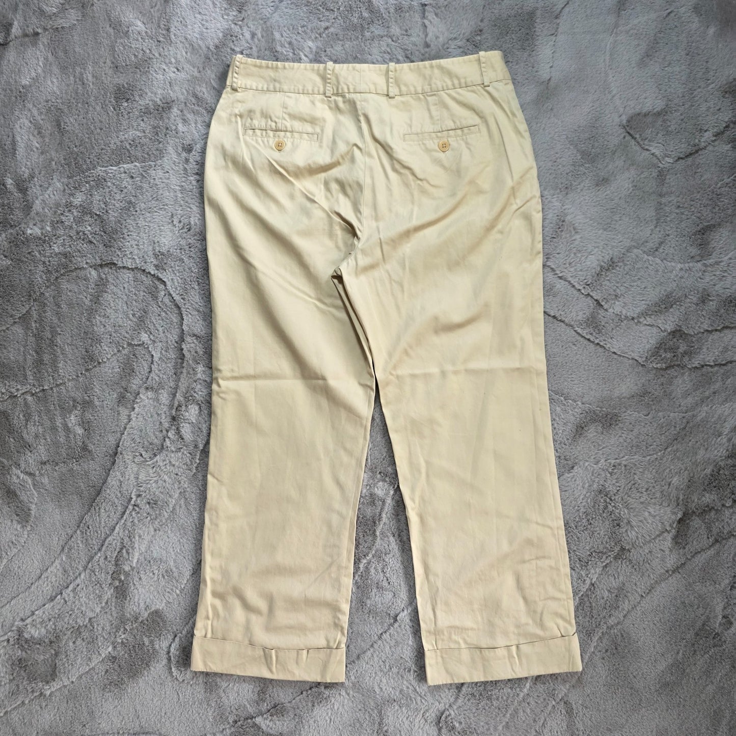 Lauren Ralph Lauren Beige Cotton Trousers US 8 (UK 12) W32 L26 Cropped Chinos