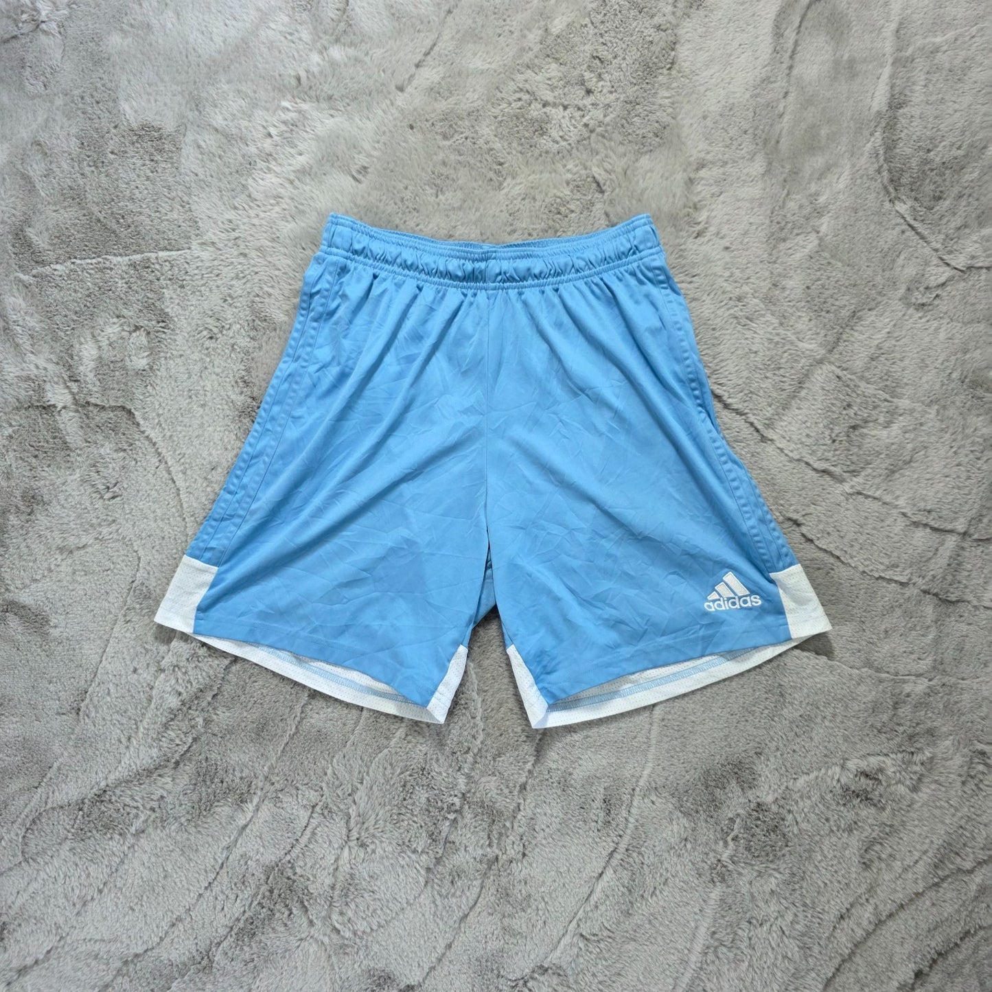Adidas Aeroready Sports Shorts Blue White Mesh Trim Size M W26 Gym Running Light