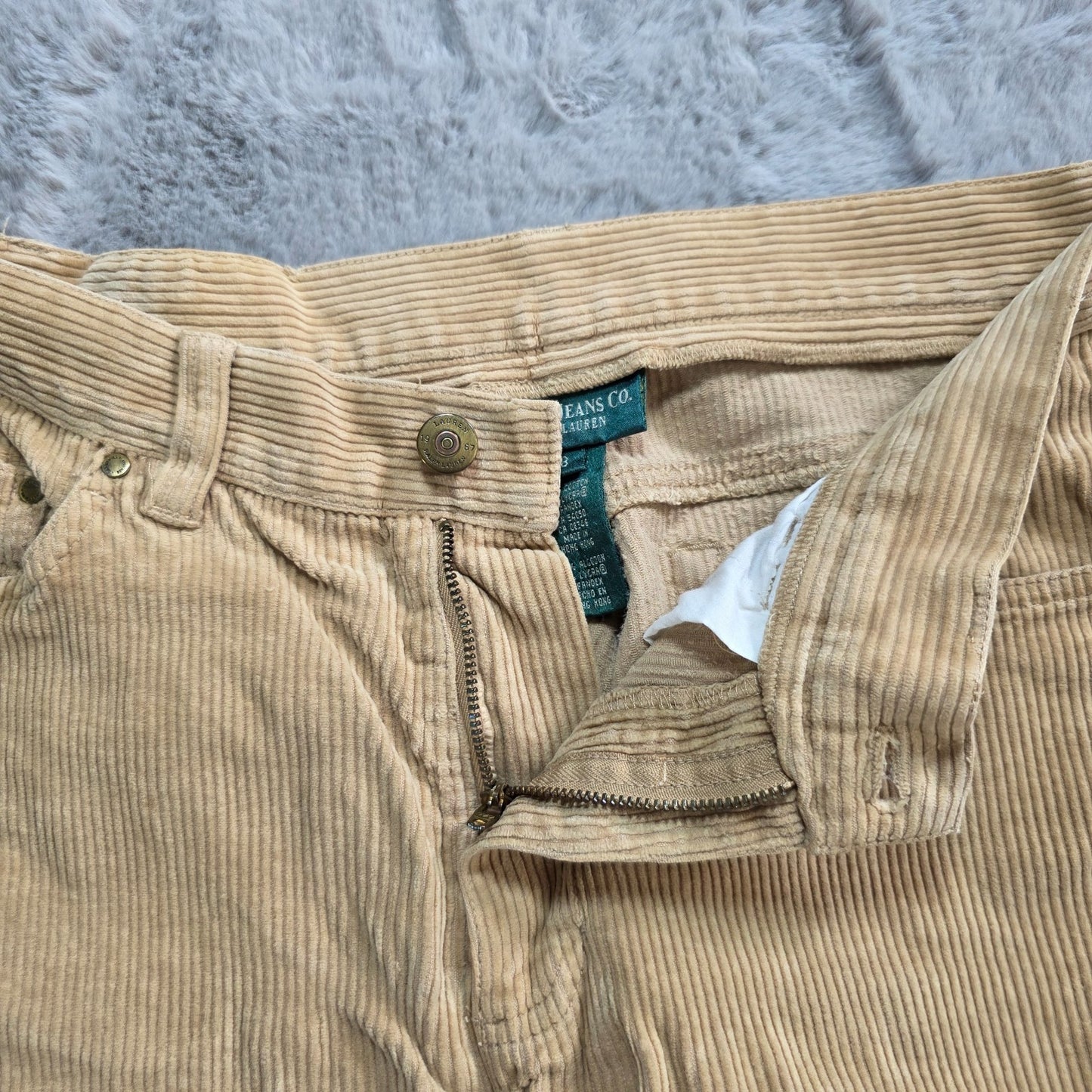 Lauren Ralph Lauren Beige Corduroy Trousers W29 UK 10 Size 8 US Stretch Cord Pan