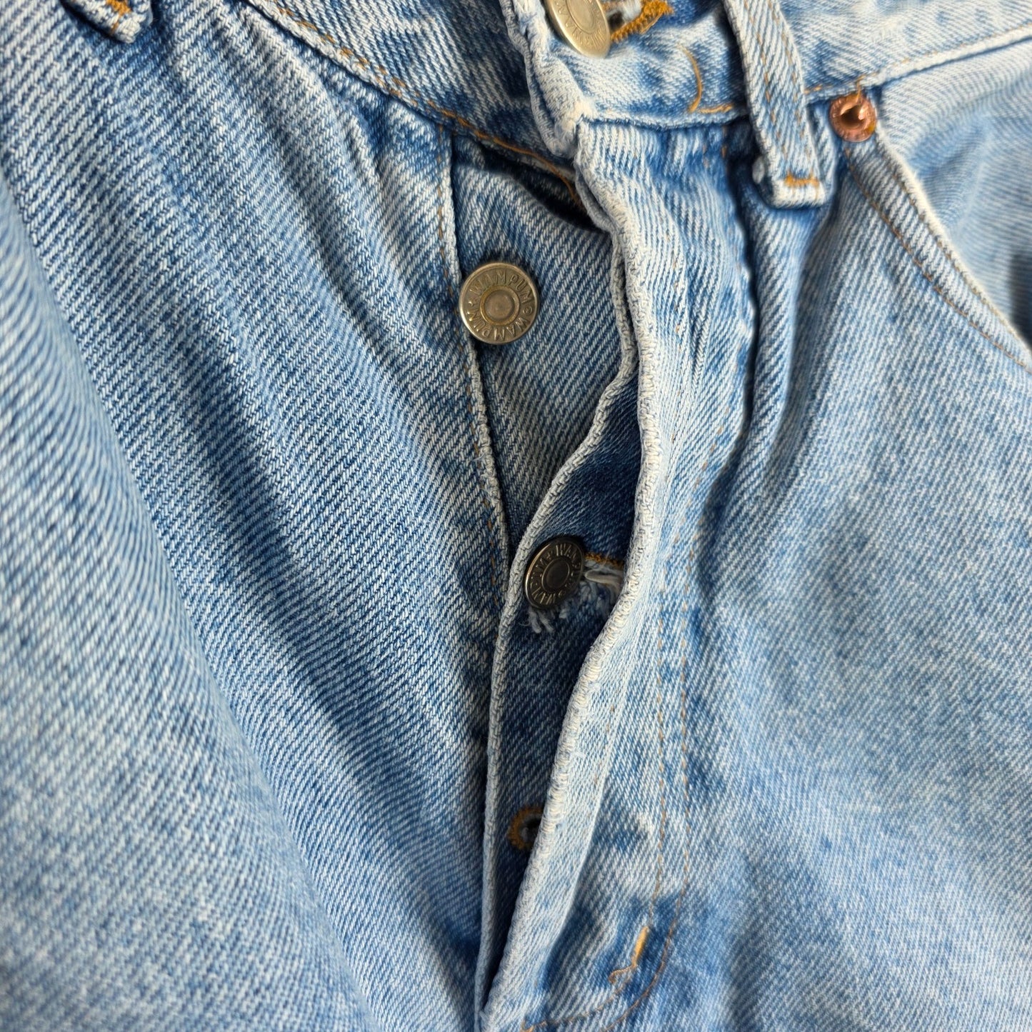 Wampum 510 Jeans W28 L30 (Tagged W30) Blue Denim Slim Straight Y2K Button Fly