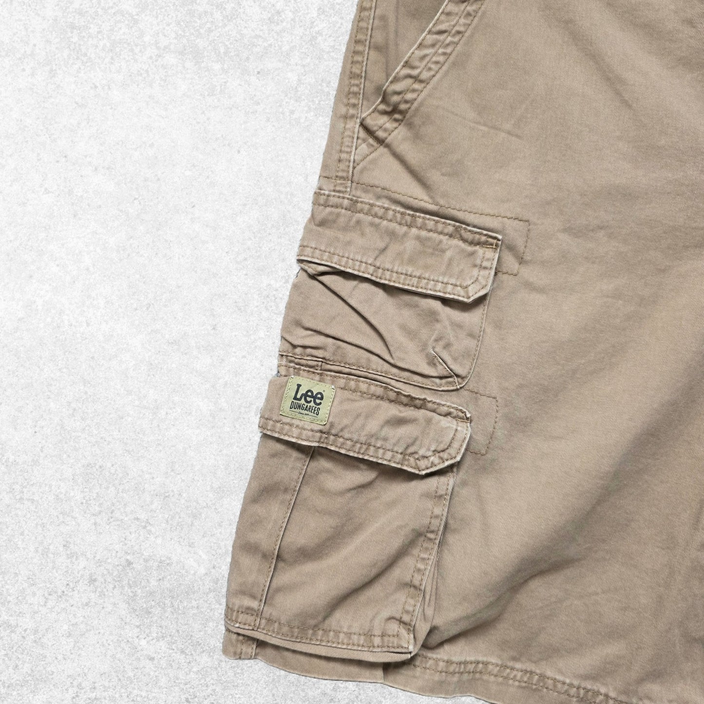 Lee Dungarees Cargo Shorts Beige W36 Utility Workwear Cotton Pockets Summer
