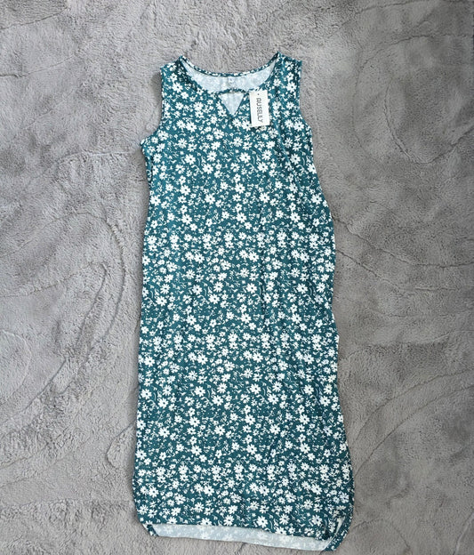 Auselily Maxi Dress Women’s Green White Sleeveless Summer Size L NWT