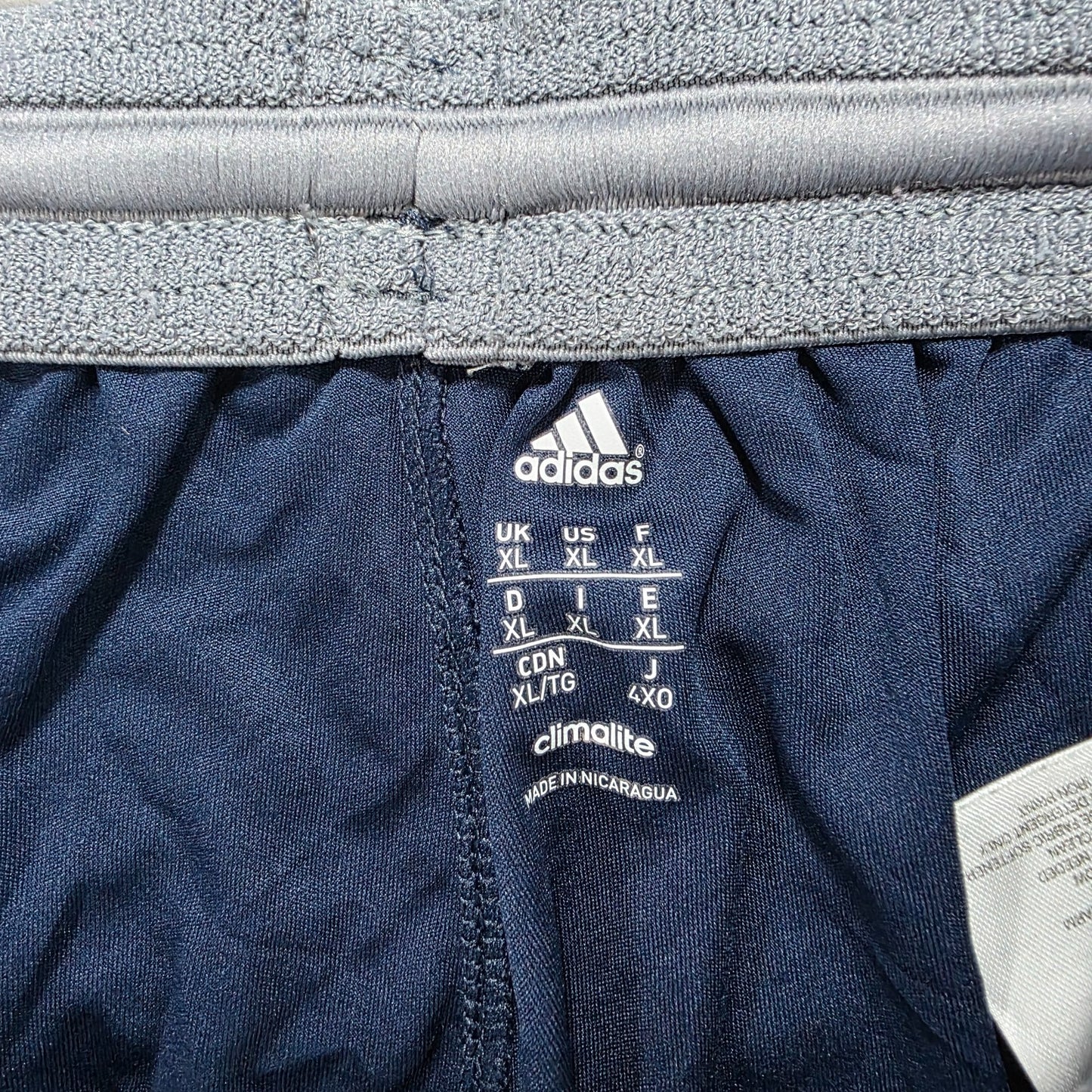 Adidas Climalite Navy Blue Sports Shorts XL W32 Gym Training Zip Detail