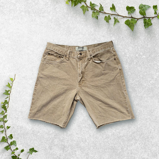 Wrangler Authentics Khaki Cut Off Denim Shorts Jorts W35 100% Cotton Mexico
