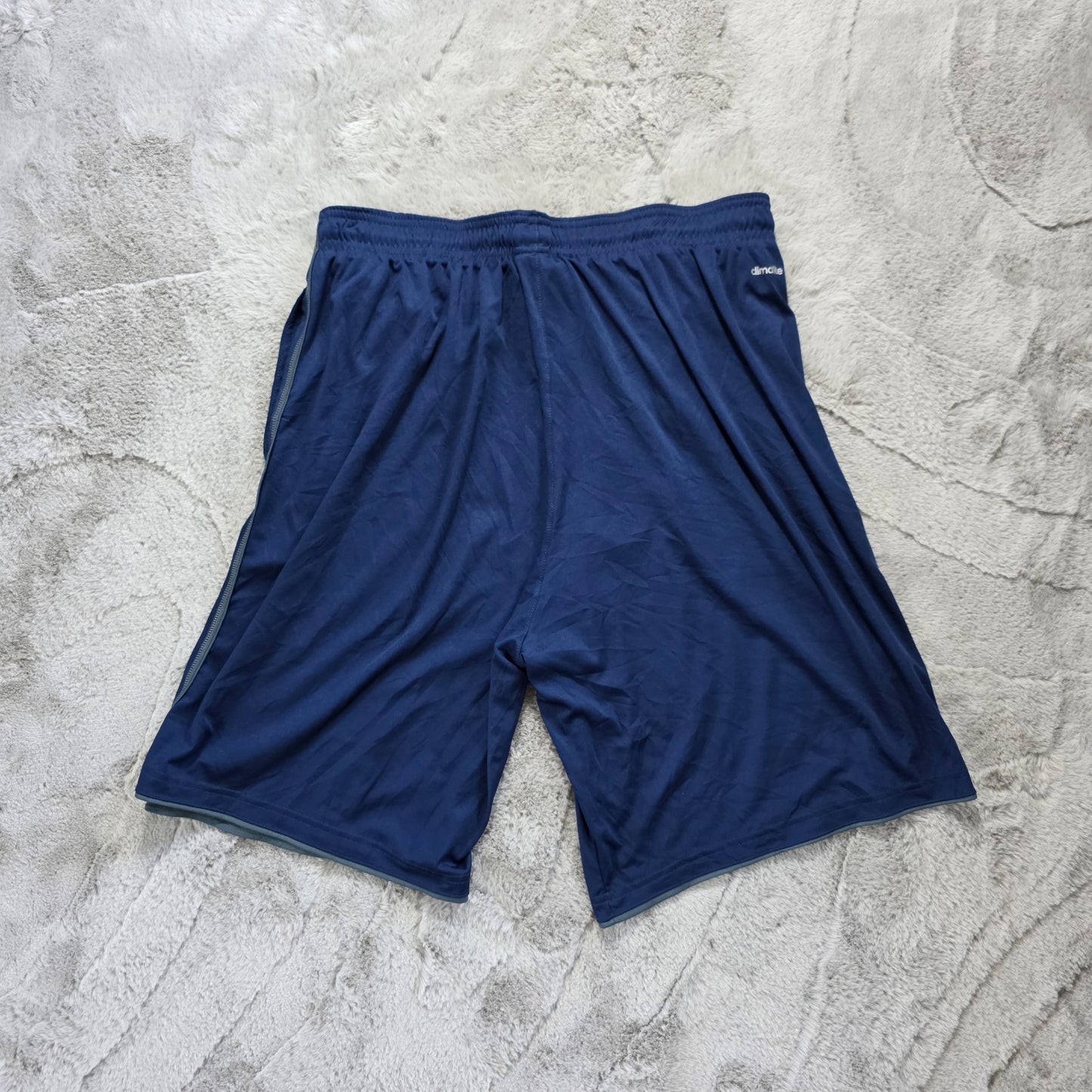 Adidas Climalite Navy Blue Sports Shorts XL W32 Gym Training Zip Detail