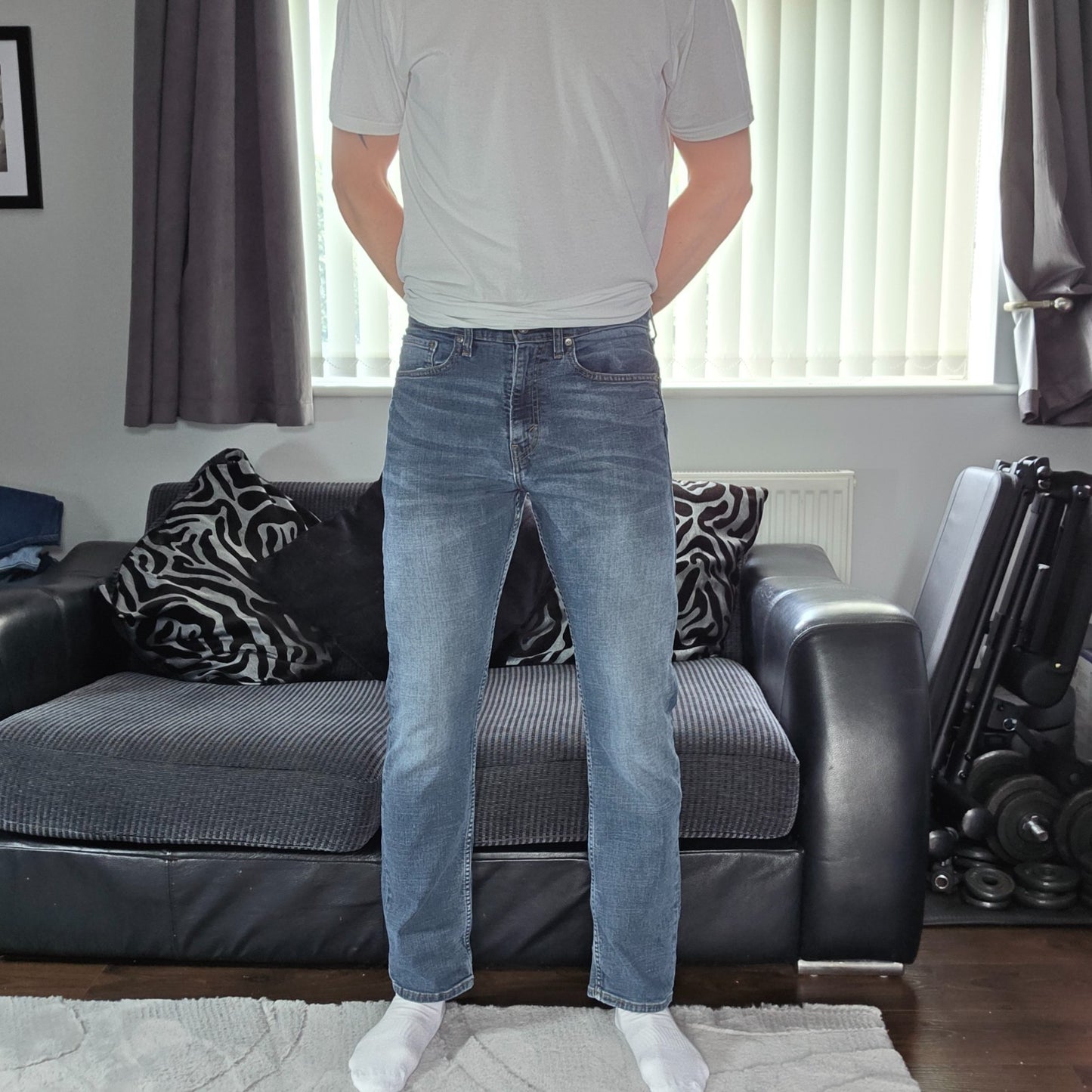 Denizen from Levi's 232 Slim Straight Blue Jeans W32 L32 Mid Wash Cotton