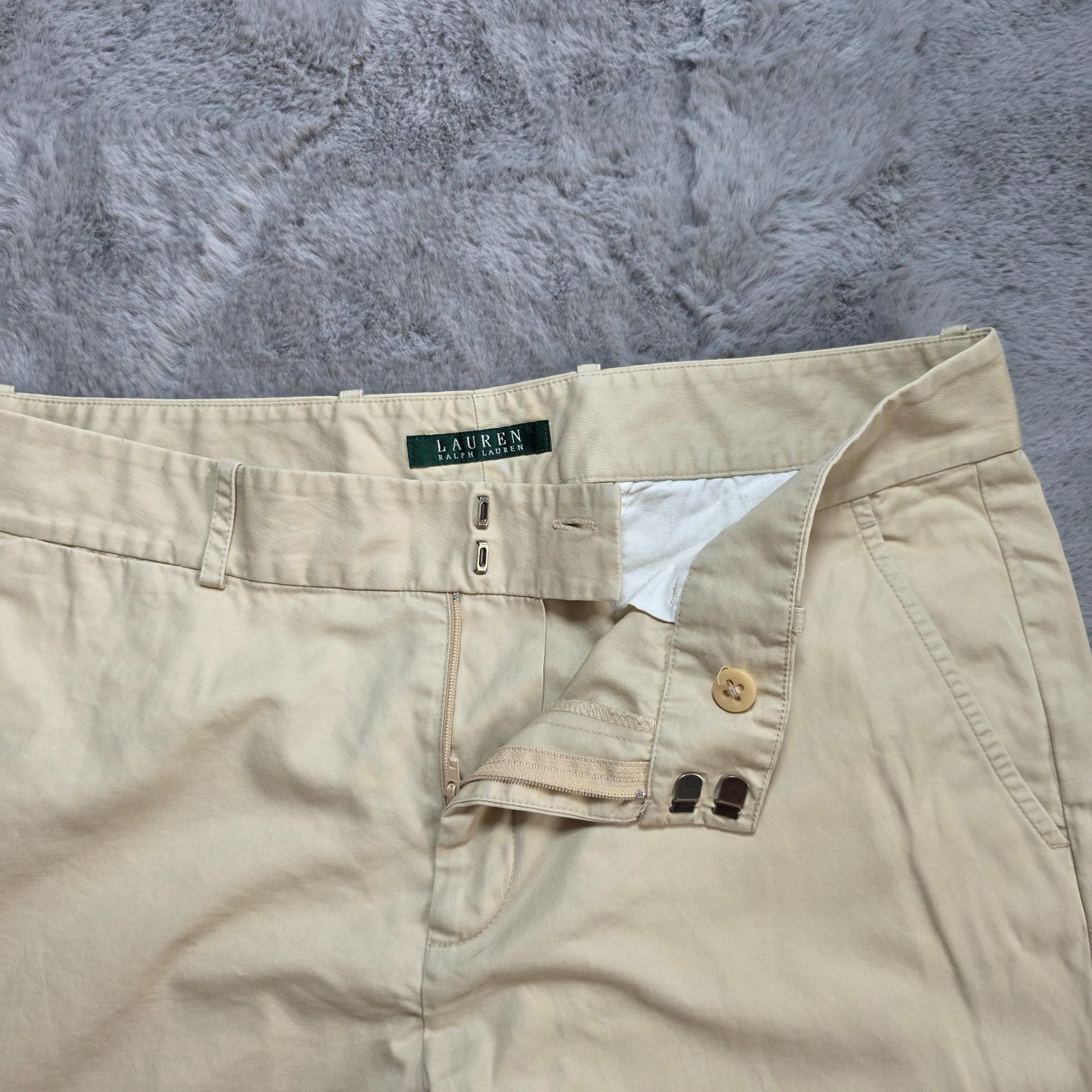 Lauren Ralph Lauren Beige Cotton Trousers US 8 (UK 12) W32 L26 Cropped Chinos