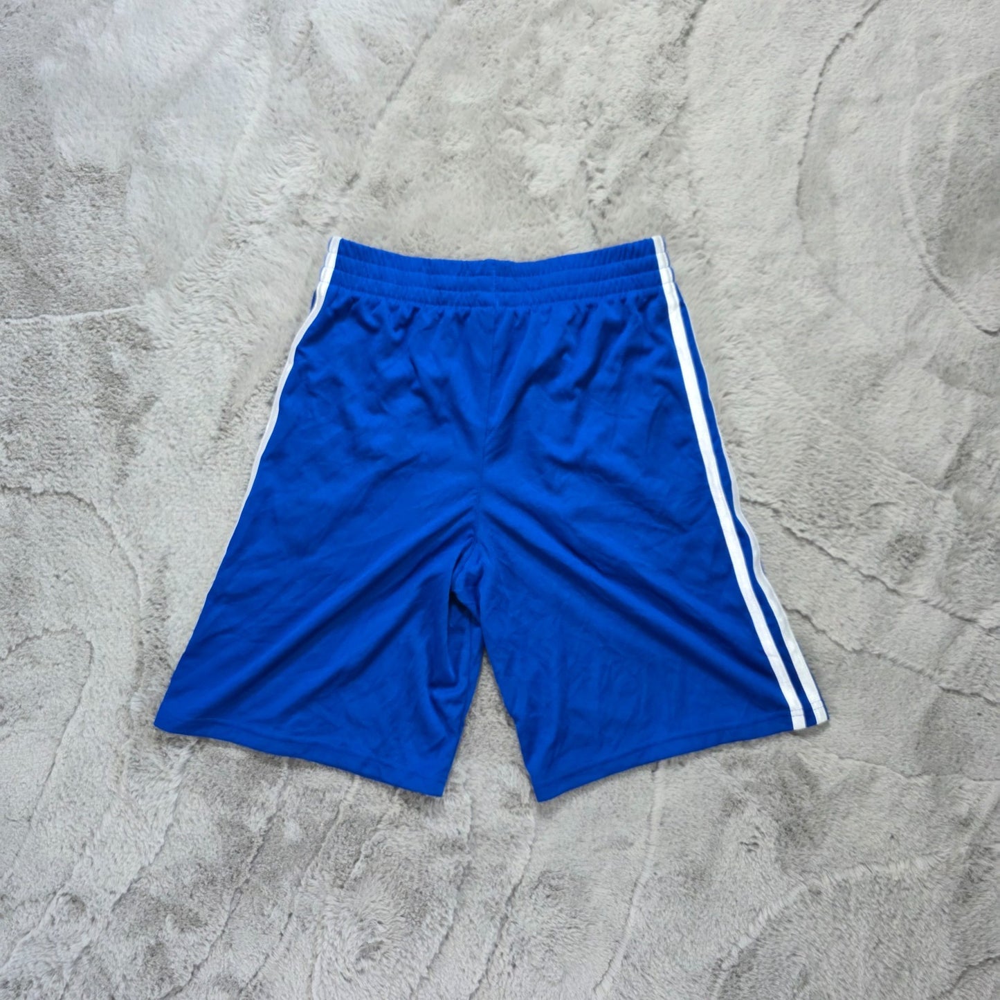Adidas Blue Sports Shorts Youth M (10/12) W24 Mesh Stripe Gym Activewear