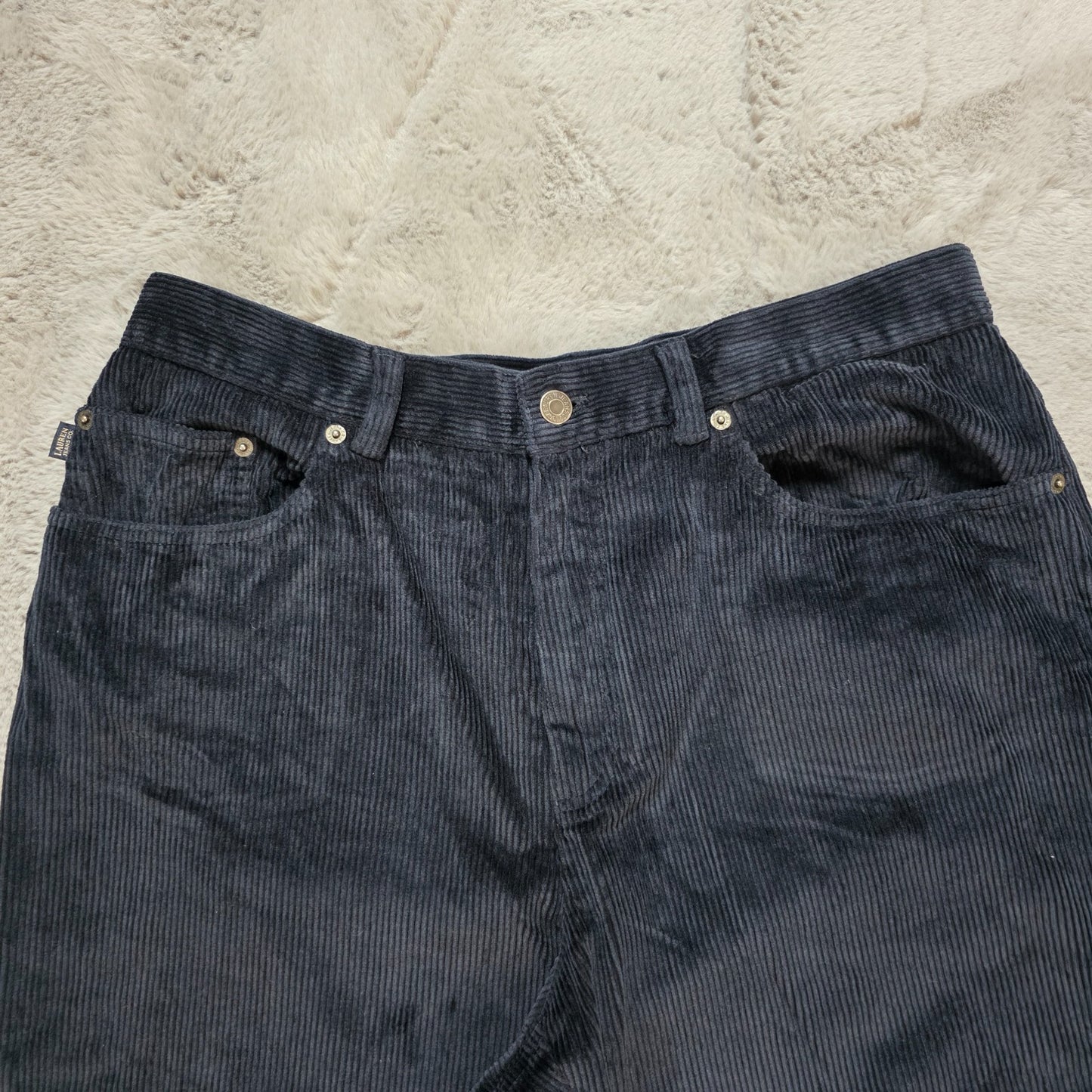 Lauren Ralph Lauren Women's Corduroy Jeans W33 L27 Black Stretch Straight Fit Si