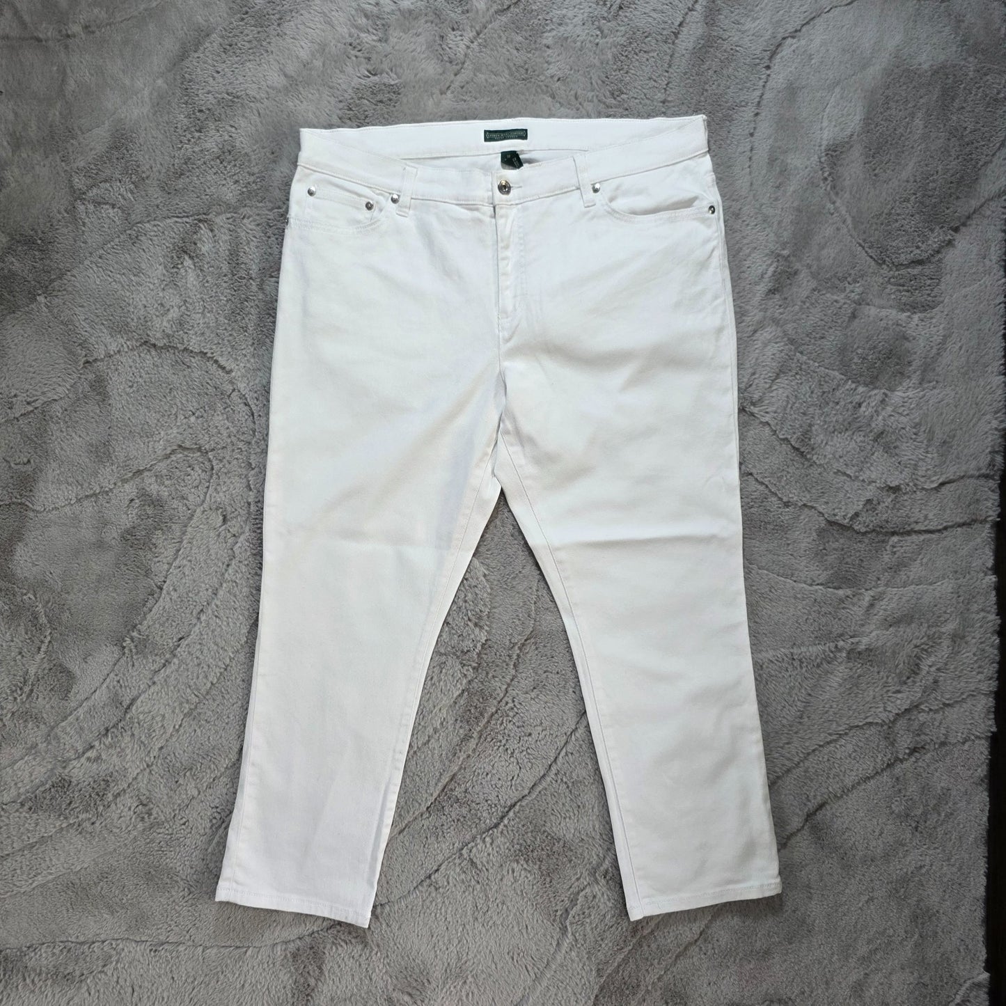 Lauren Ralph Lauren White Cropped Jeans Women’s Size UK 20 W38 L26 Stretch Denim