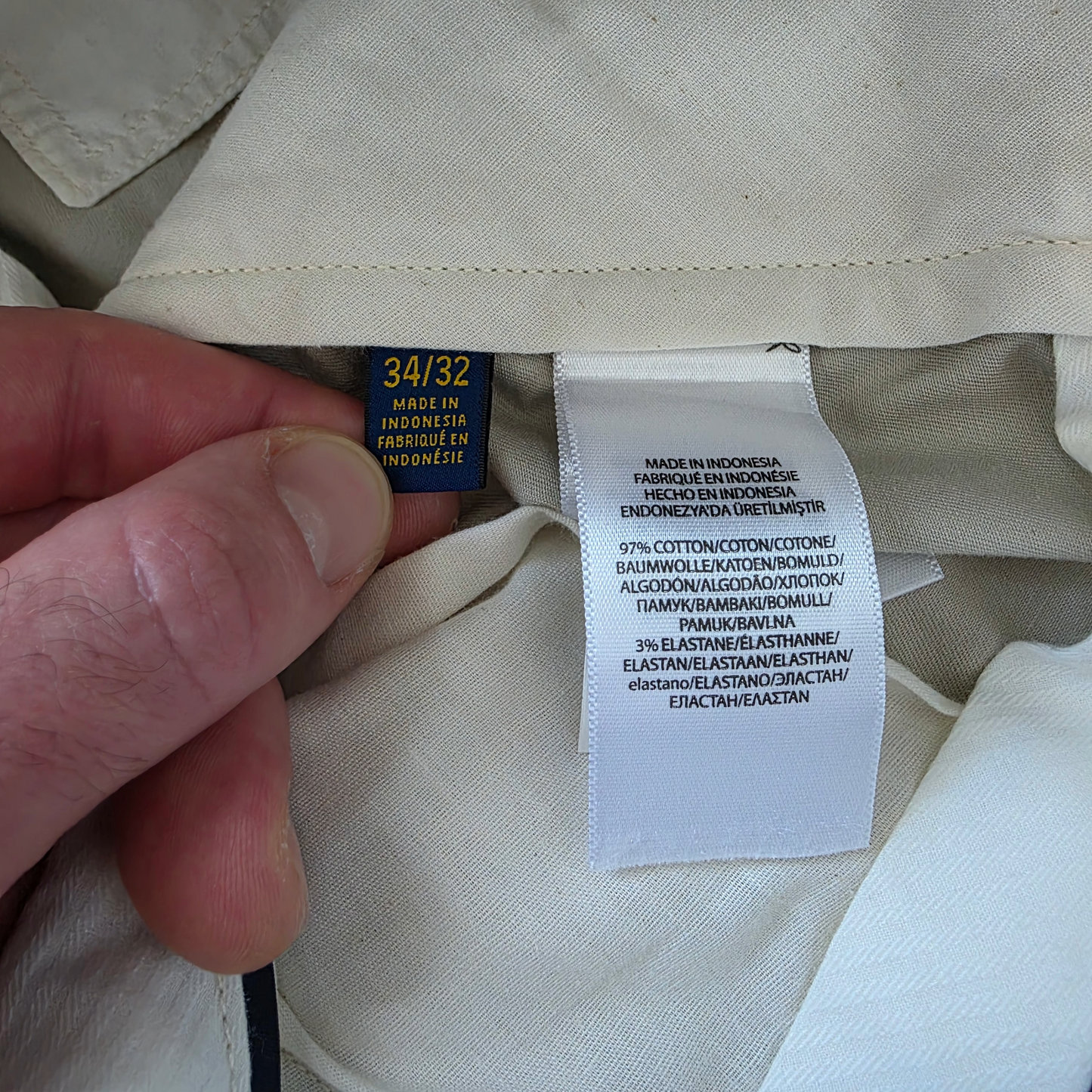 Polo Ralph Lauren Beige Chino Trousers W34 L27 Classic Fit Stretch Cotton