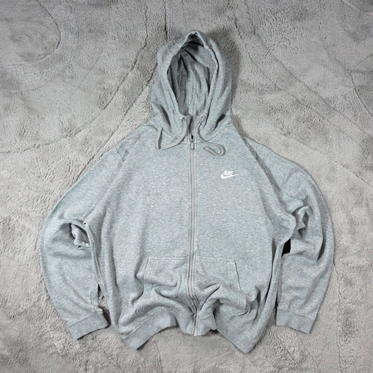 Nike Grey Full Zip Hoodie 👟 Men’s XL Logo Sweatshirt Casual Sportswear