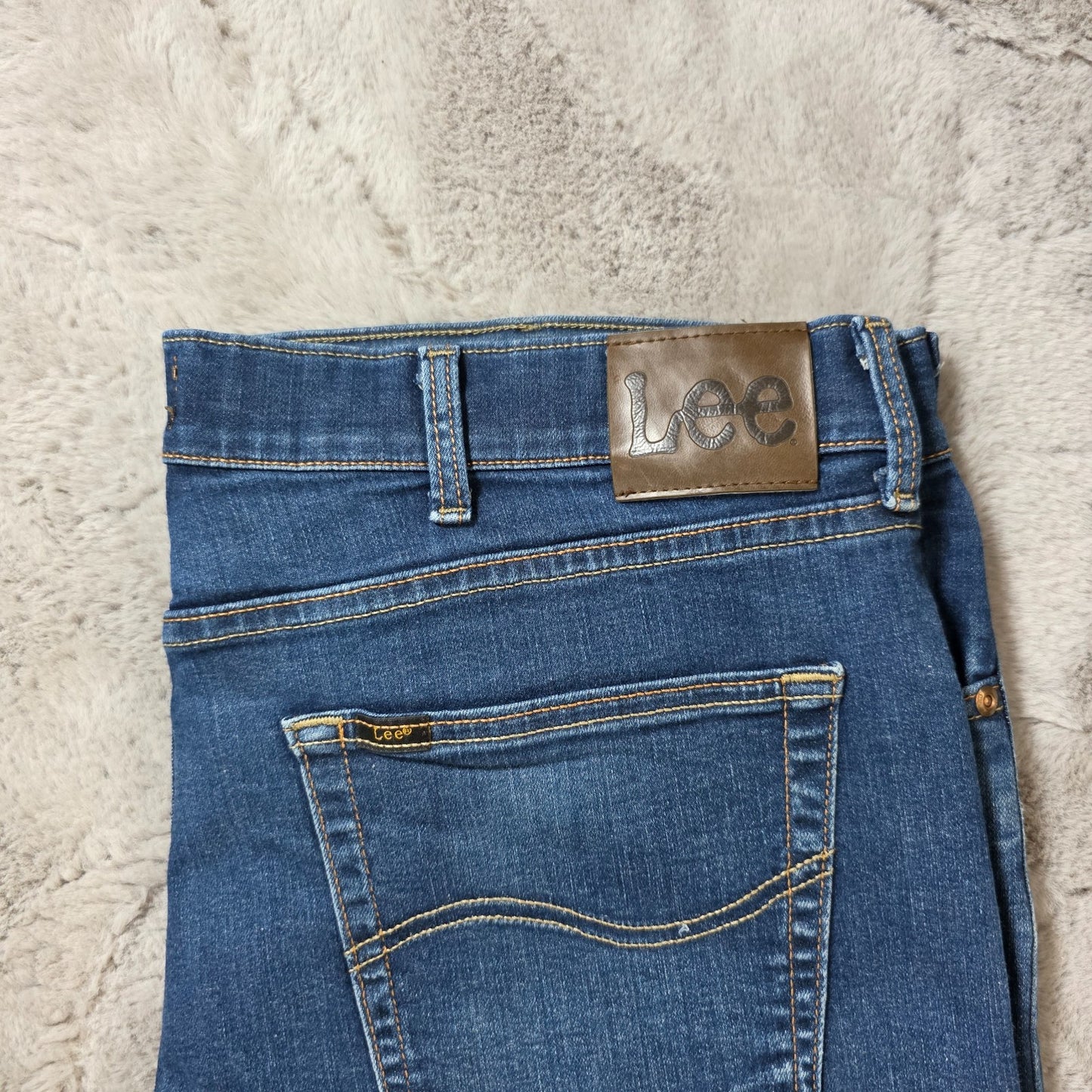 Lee Jeans Regular Fit Blue Denim W38 L29 Zip Fly Straight Leg Mexico 2009540