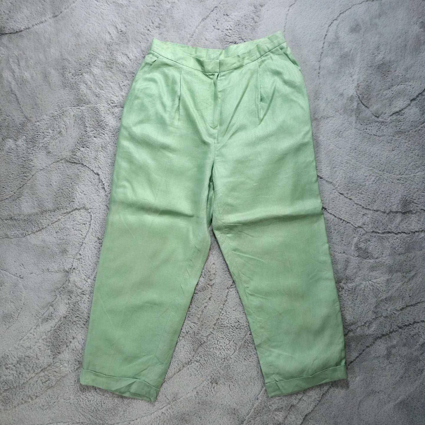 Lauren Ralph Lauren Women’s Linen Cropped Trousers Green Size US 10 UK 14