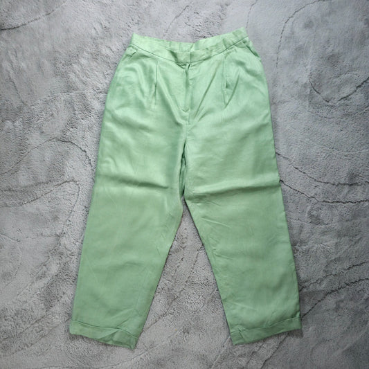 Lauren Ralph Lauren Women’s Linen Cropped Trousers Green Size US 10 UK 14