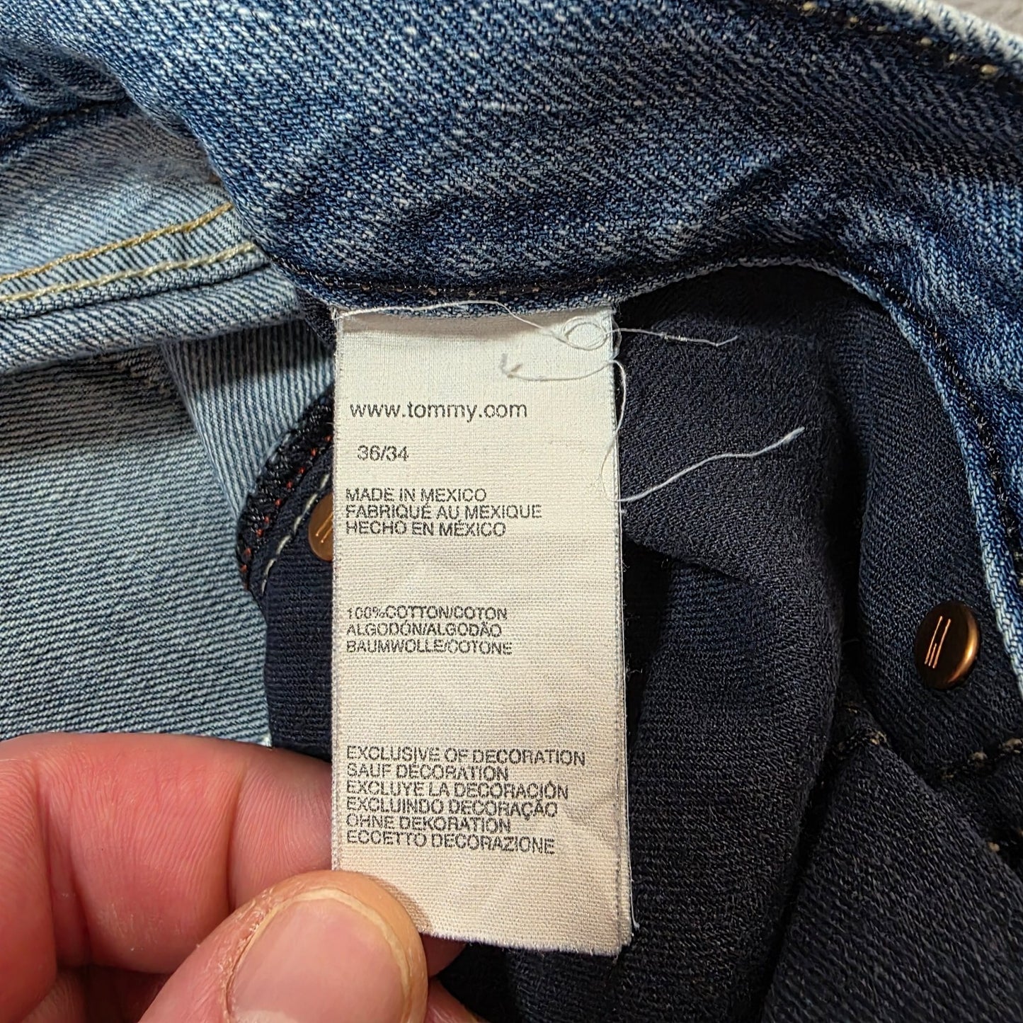 Tommy Hilfiger Custom Straight Men’s Blue Denim Jeans W36 L34 Mexico 100% Cotton