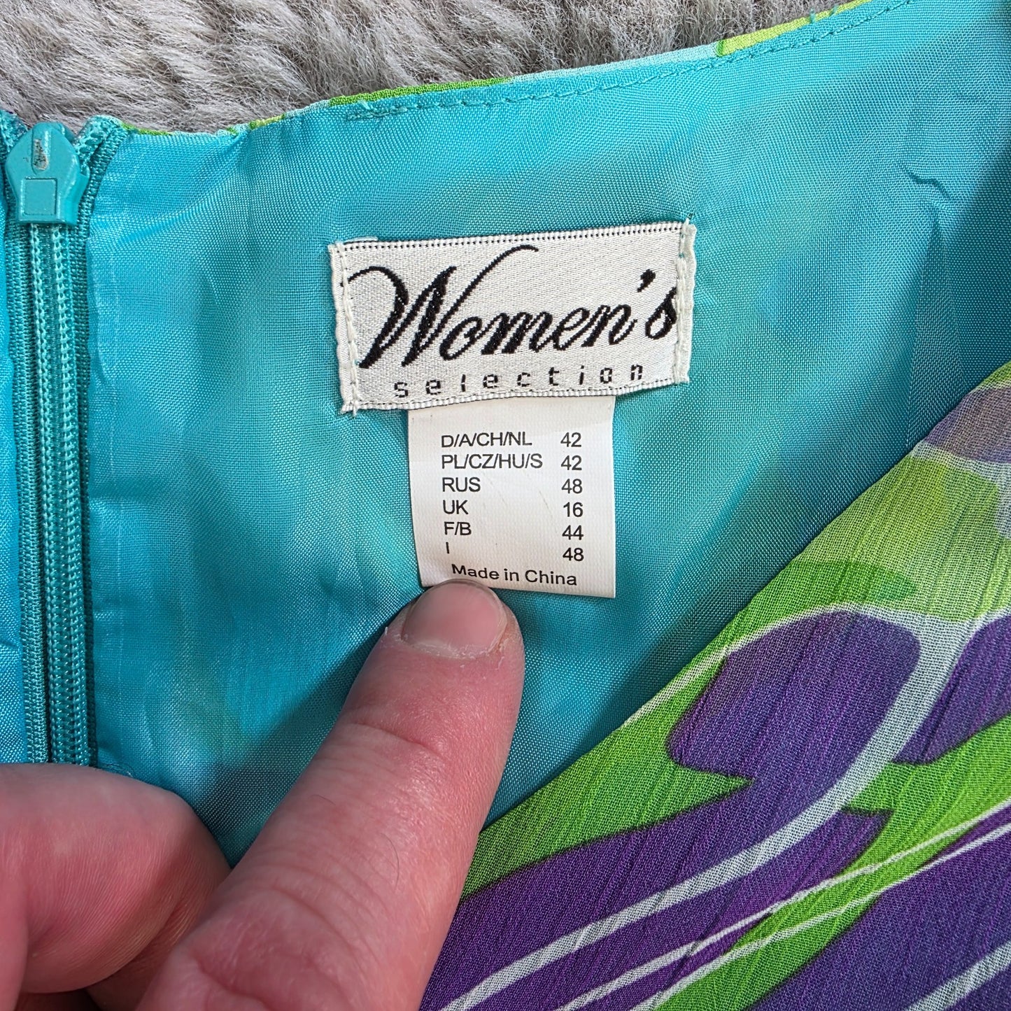 Women’s Selection Maxi Dress Green Purple Floral Bright Zip Back Size 16
