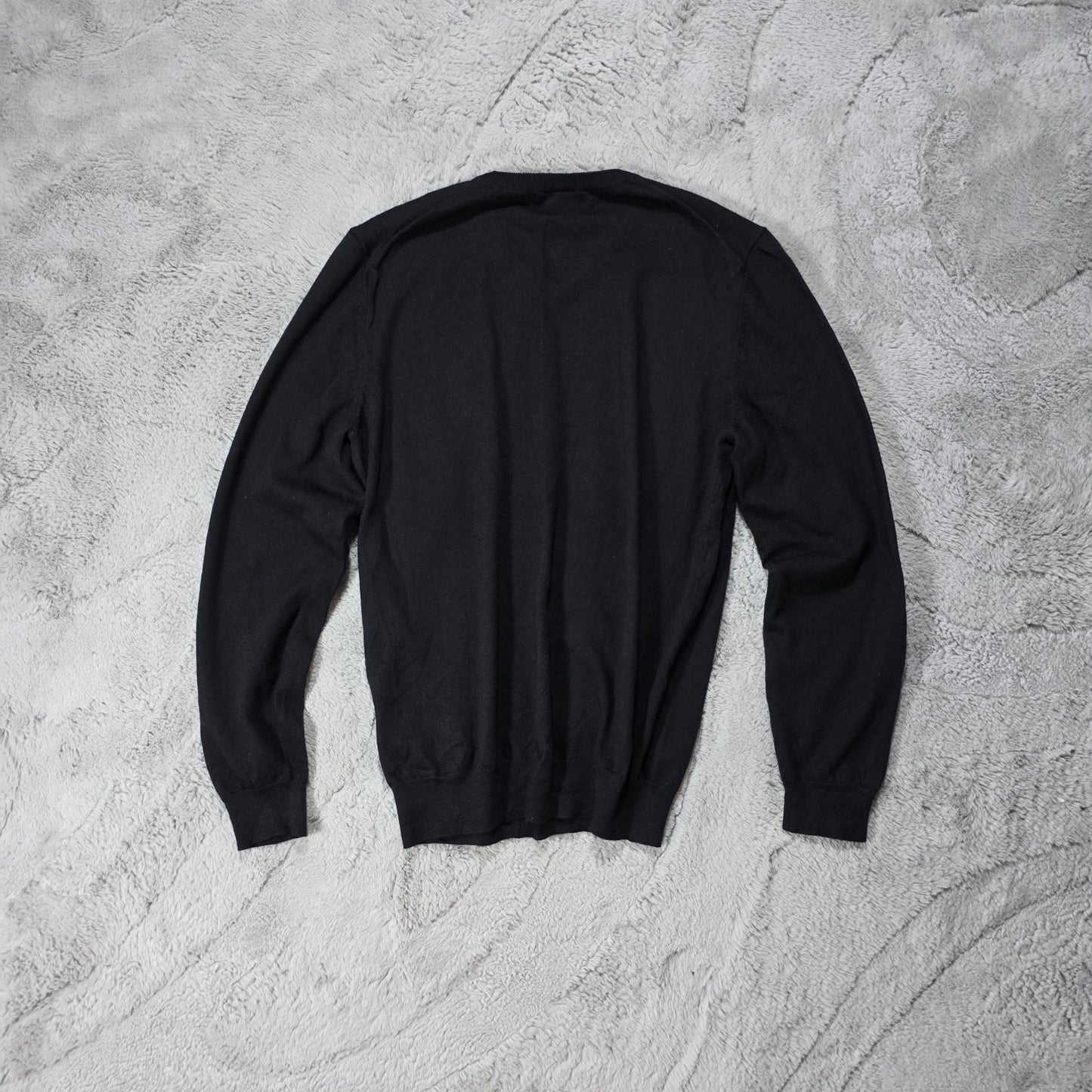 Hugo Boss Black V-Neck Jumper Finest Italian Yarn Size L (Fits Small)