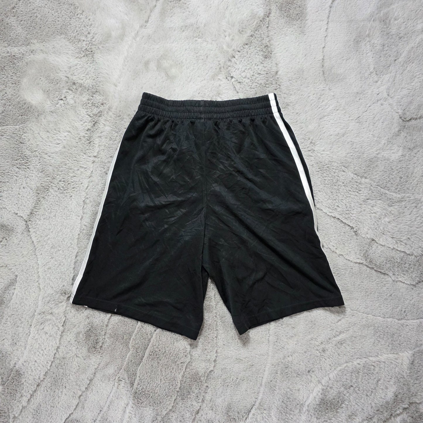 Adidas Kids Black 3-Stripes Sports Shorts Size M Youth Fit Mesh Polyester W22