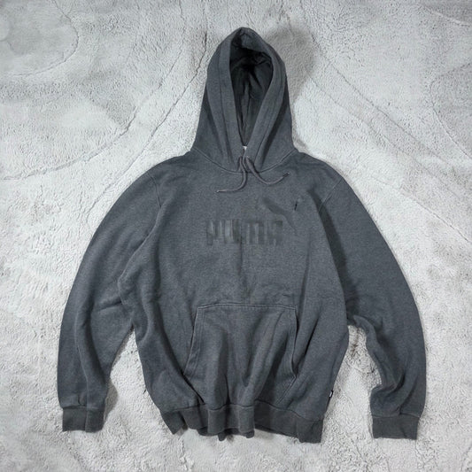 Puma Grey Hoodie Men’s Size XL Pullover Sweatshirt Kangaroo Pocket Logo Jumper