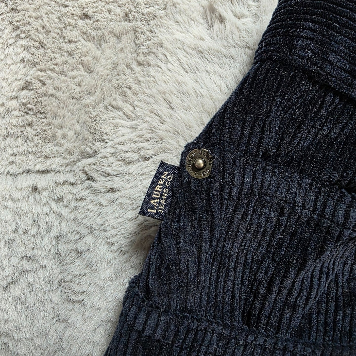 Lauren Ralph Lauren Women's Corduroy Jeans W33 L27 Black Stretch Straight Fit Si