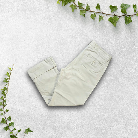 Polo Jeans Co Ralph Lauren Womens Beige Cropped Trousers Size UK 12 W30 L24