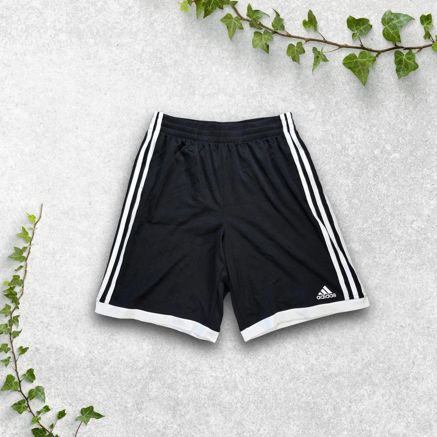 Adidas Black Sports Shorts Size S W26–30 Mesh Trim Gym Football (No Drawstring)