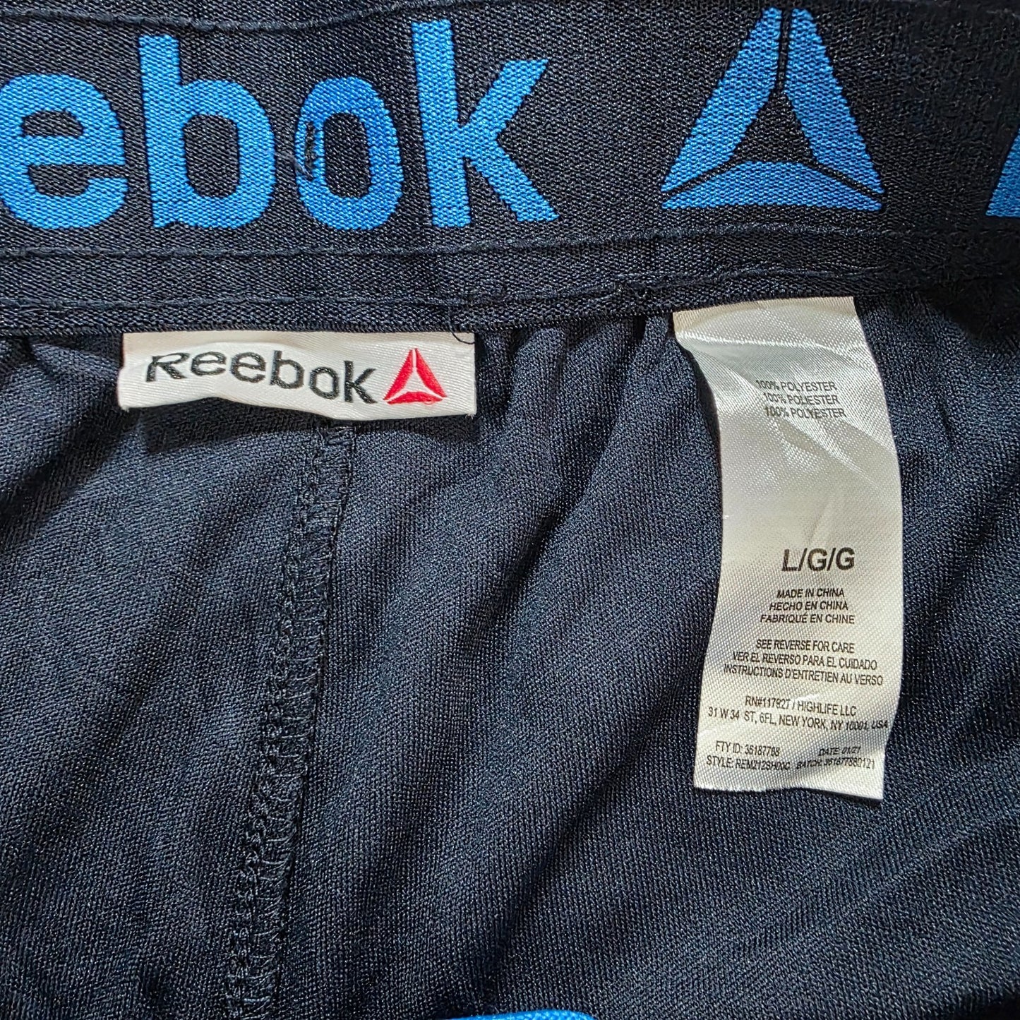 Reebok Sports Shorts Mens L Navy Blue Mesh Panel Training Gym Lightweight