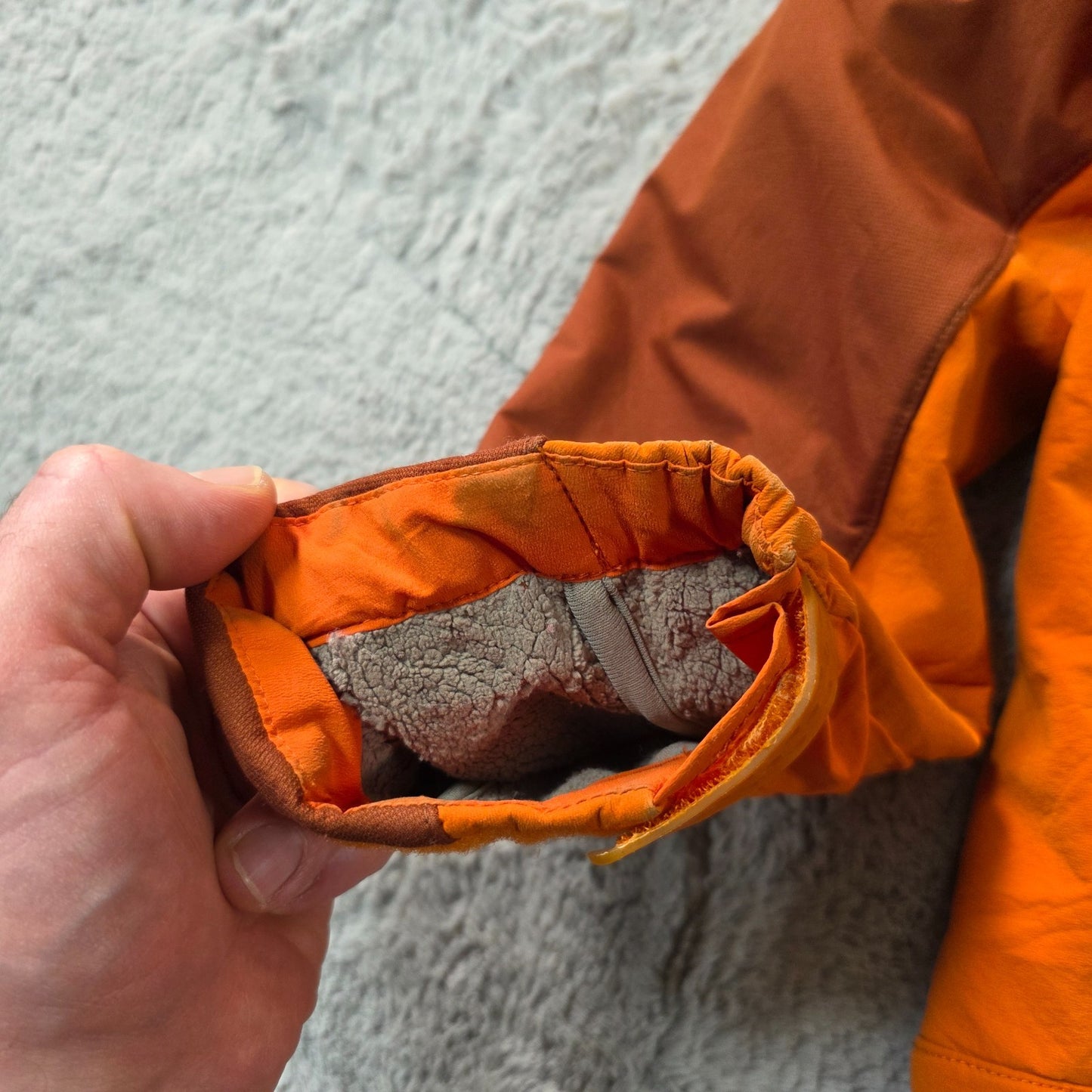 Patagonia Vintage Ski Jacket L Orange Technical Fleece Lined Hooded