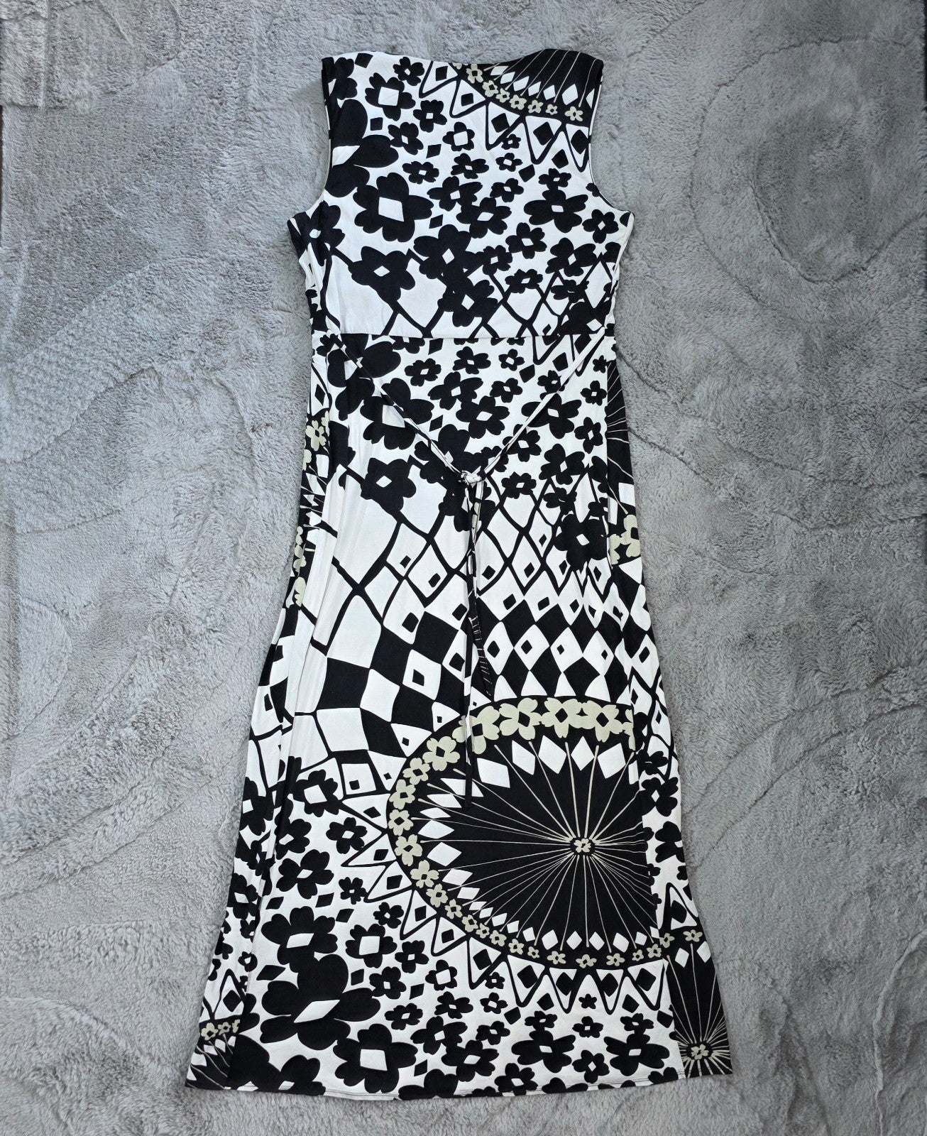 Per Una Maxi Dress Women’s Black White Floral Geometric Size 14 M
