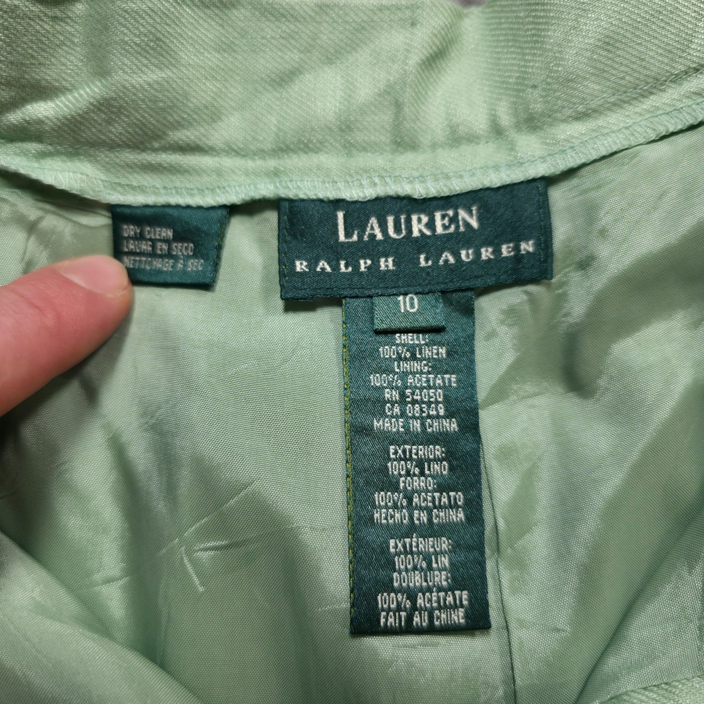 Lauren Ralph Lauren Women’s Linen Cropped Trousers Green Size US 10 UK 14
