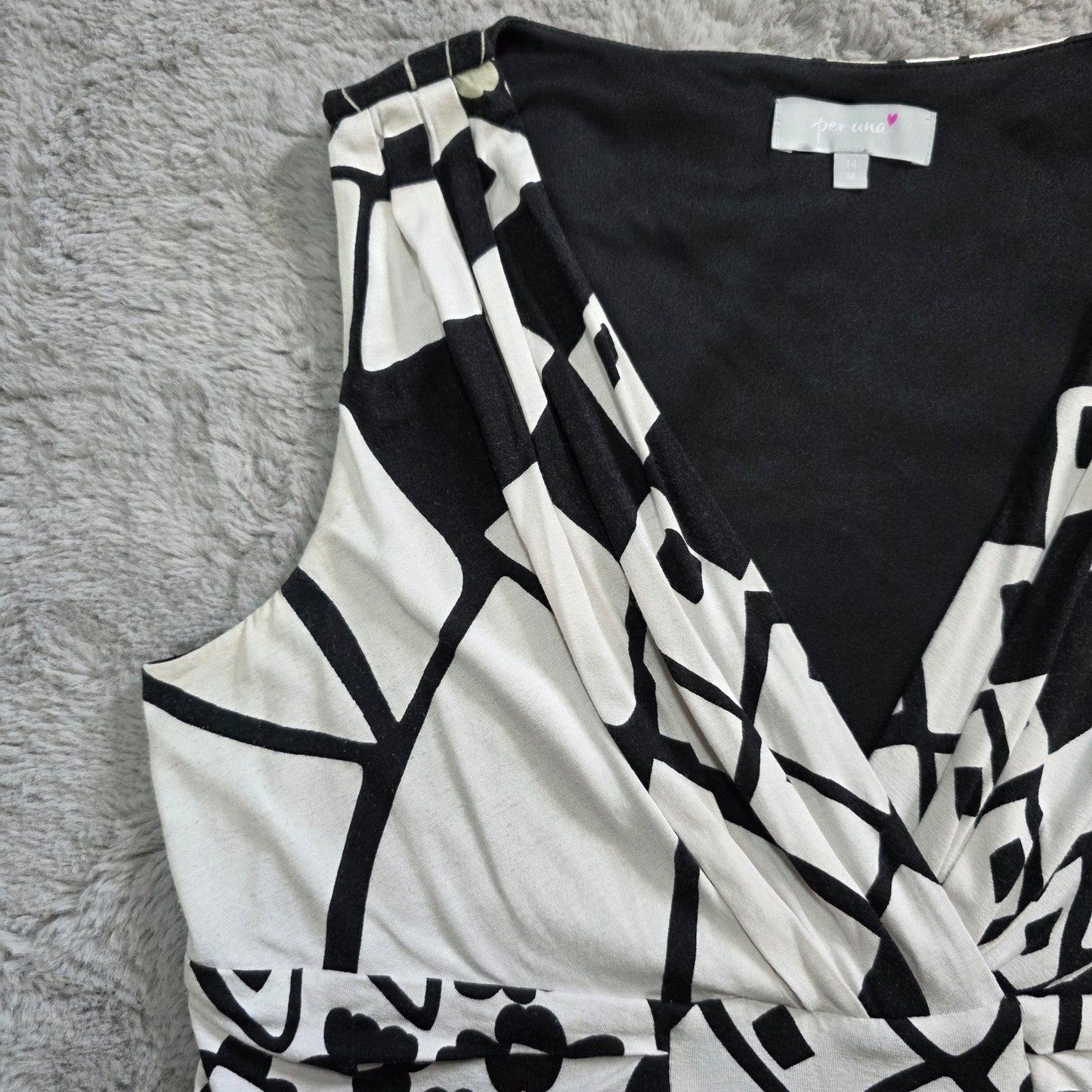 Per Una Maxi Dress Women’s Black White Floral Geometric Size 14 M