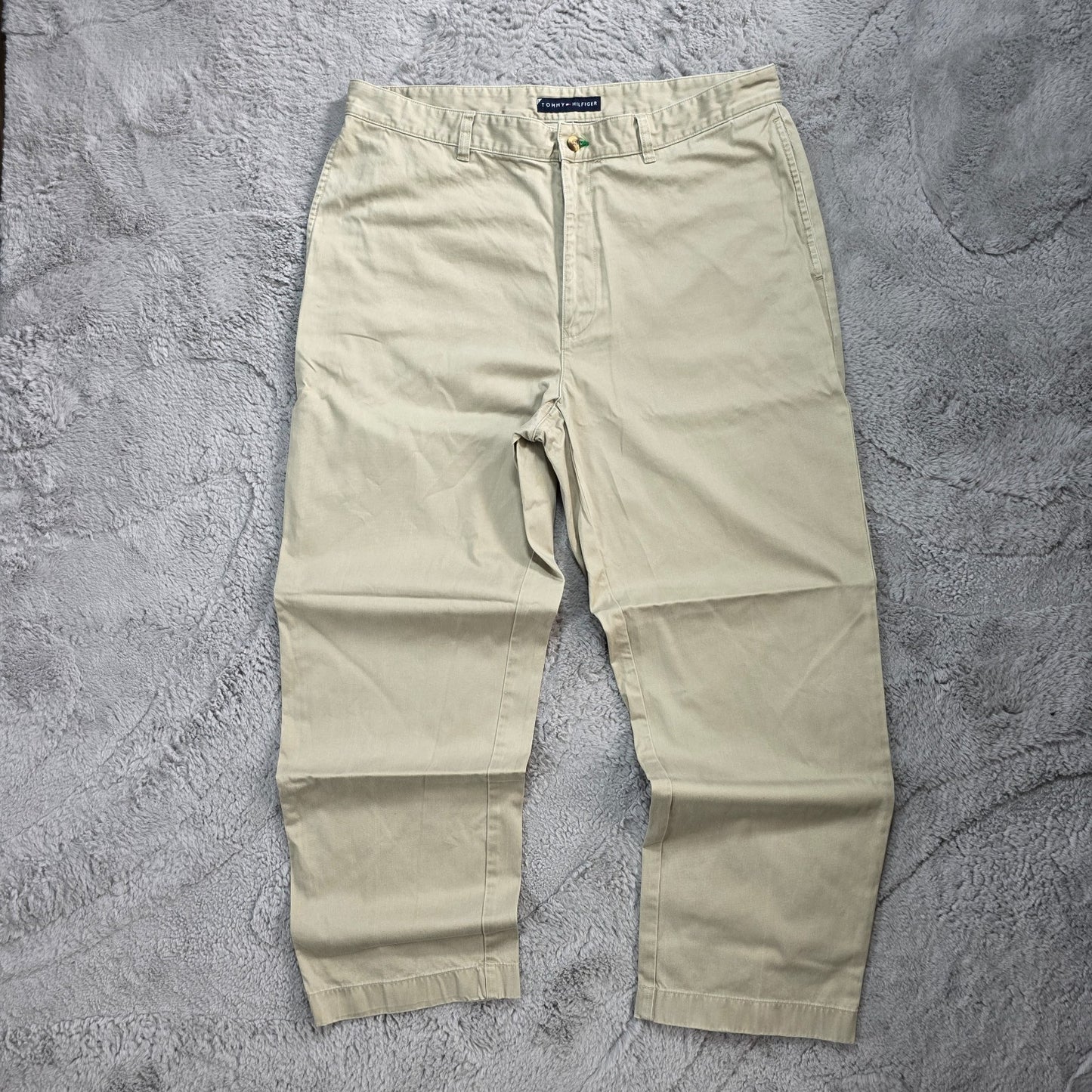 Tommy Hilfiger Chino Trousers W36 L30 Beige 100% Cotton Straight Fit