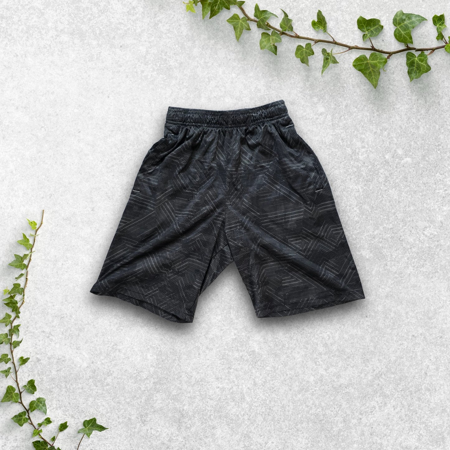Champion Black Pattern Mesh Sports Shorts Youth S W22 | Lightweight Training