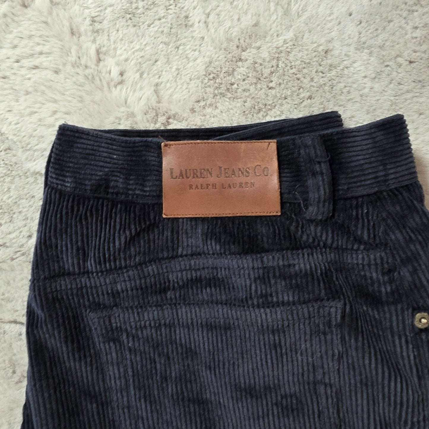 Lauren Ralph Lauren Women's Corduroy Jeans W33 L27 Black Stretch Straight Fit Si