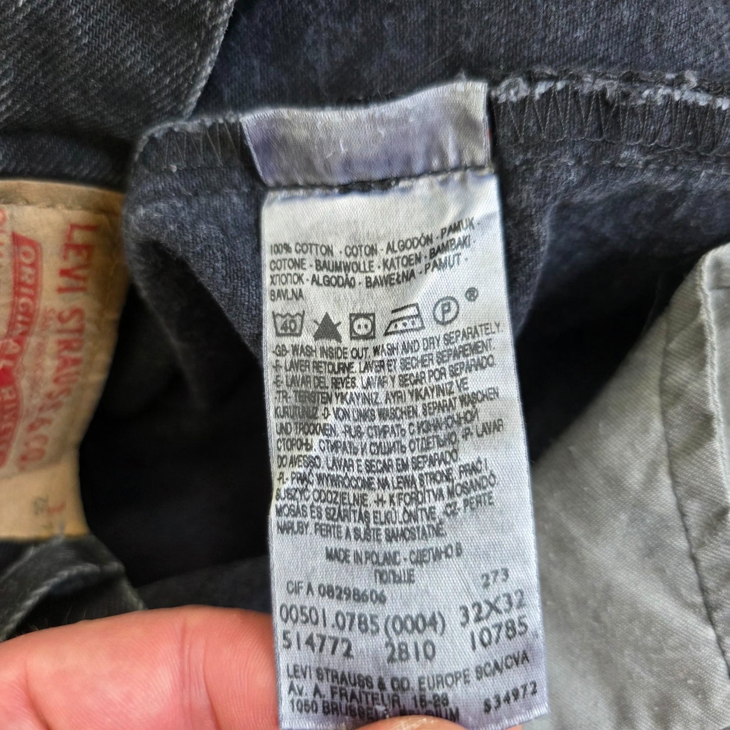 Levi’s 501 Vintage Black Jeans W32 L32 Straight Leg Button Fly Faded Denim