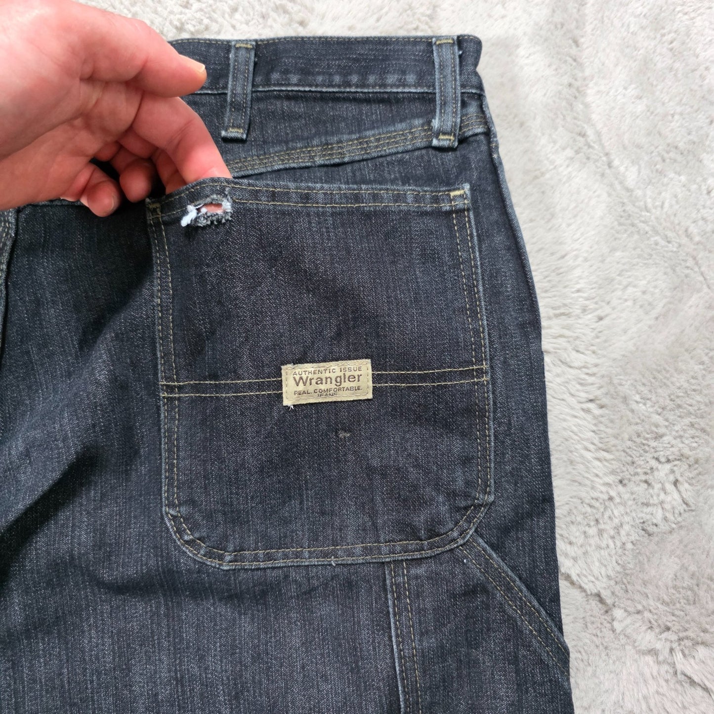 Wrangler Carpenter Jeans 94SE0KB Blue Straight Fit W36 L30 Made in Nicaragua