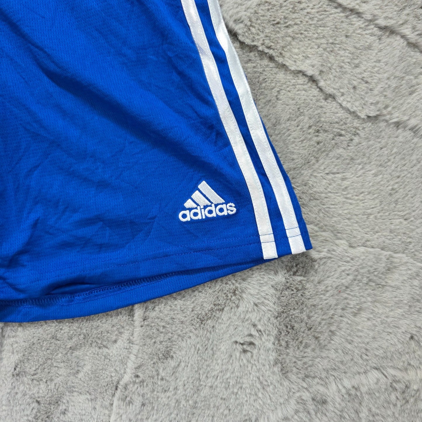 Adidas Blue Sports Shorts Youth M (10/12) W24 Mesh Stripe Gym Activewear