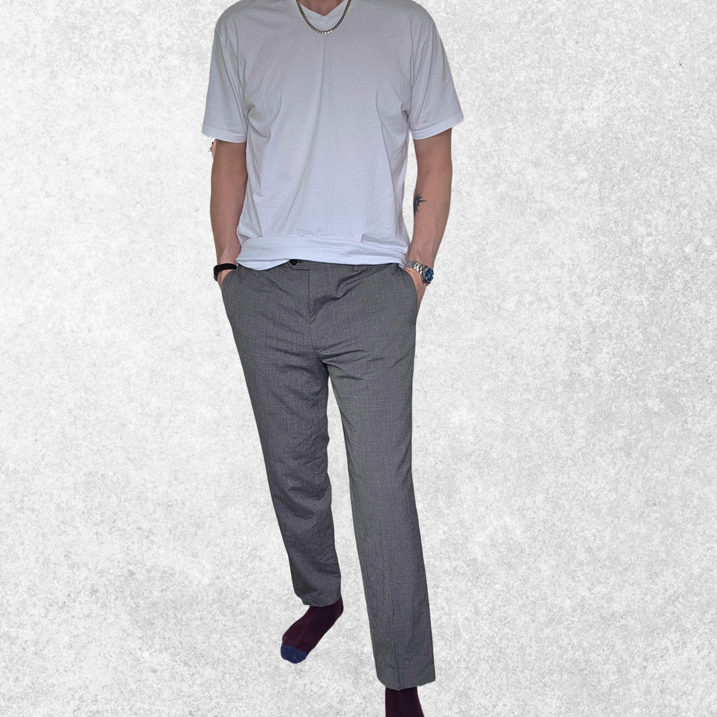 Tommy Hilfiger grey dress trousers W36 L30 smart formal poly viscose blend
