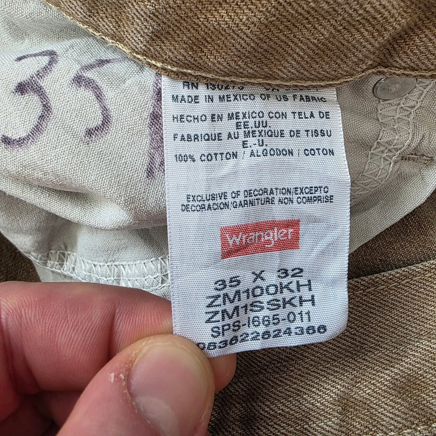 Wrangler Authentics Khaki Cut Off Denim Shorts Jorts W35 100% Cotton Mexico
