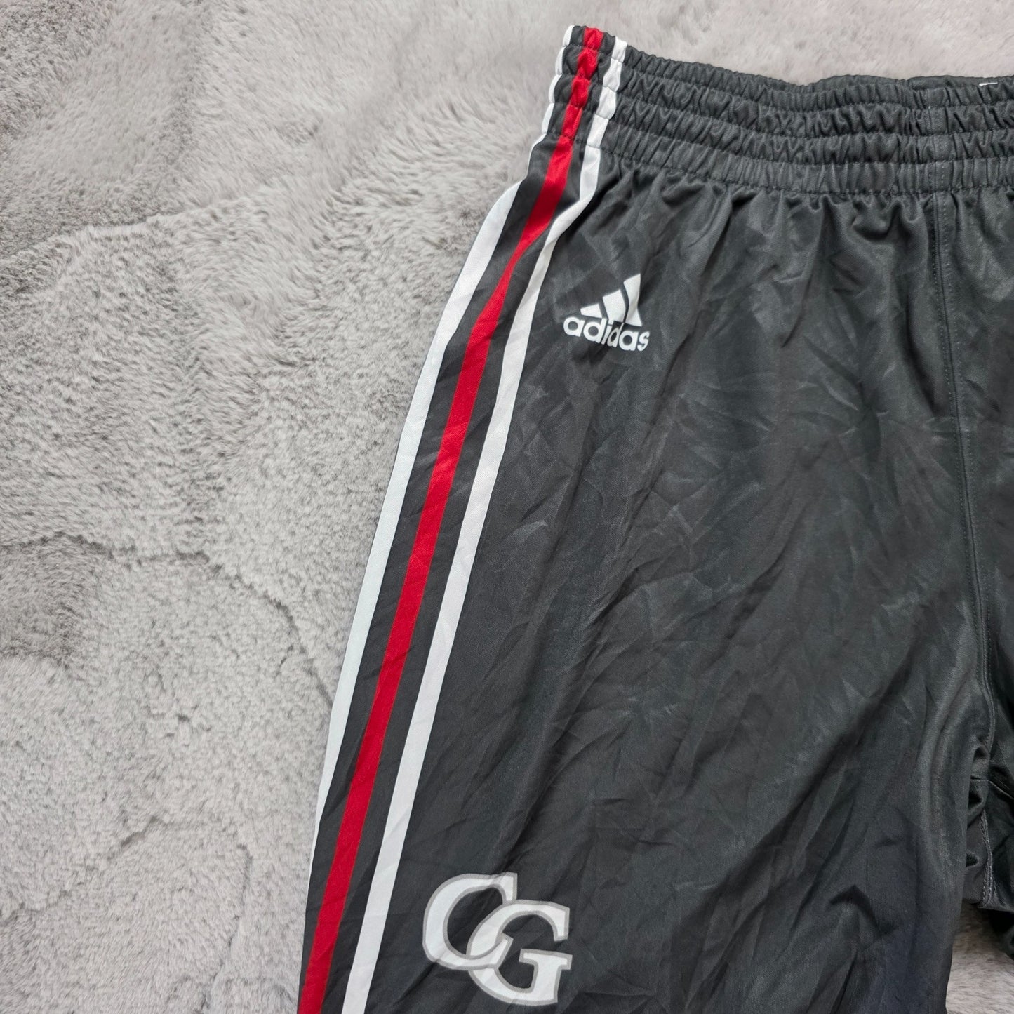 Adidas Player Issue Style Shorts W28 Grey Red White Trim Drawstring Size L 16 CG