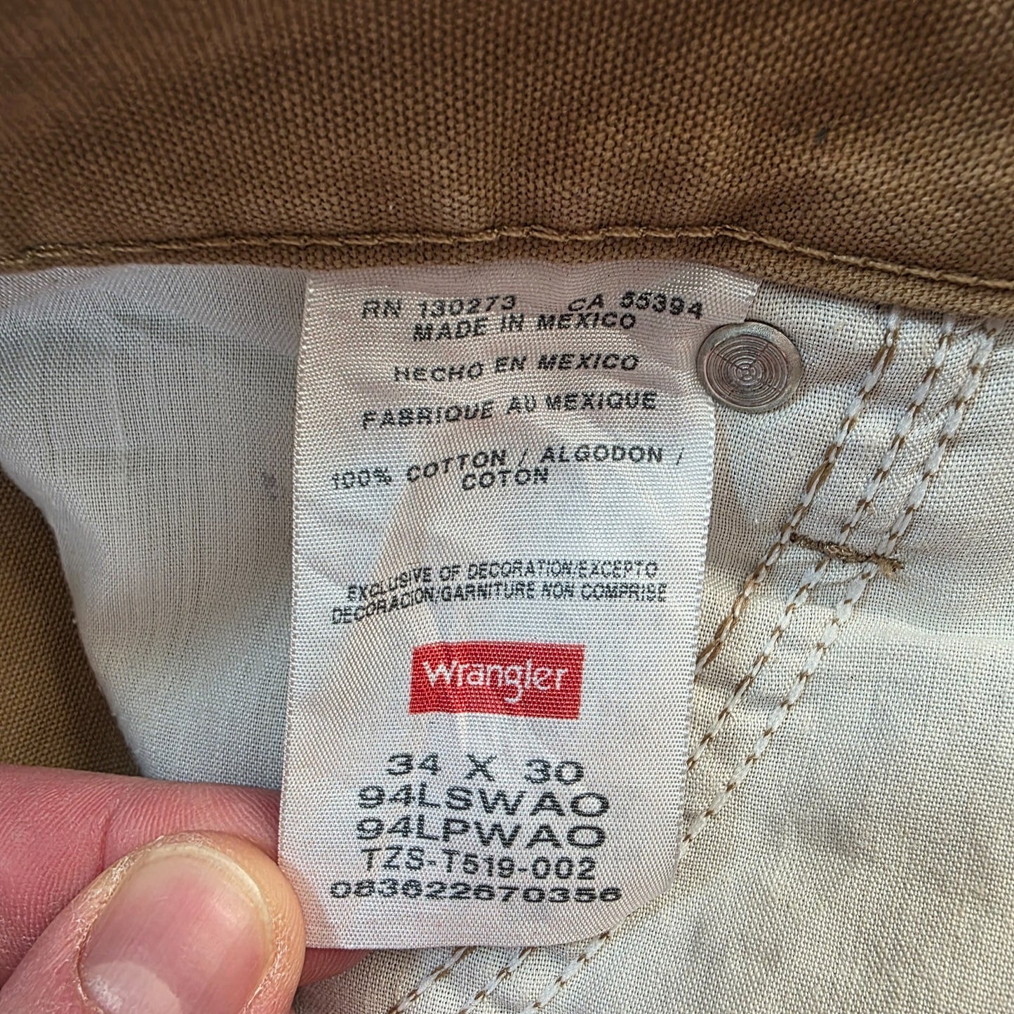 Wrangler carpenter trousers beige men’s W34 L30 straight leg utility workwear je