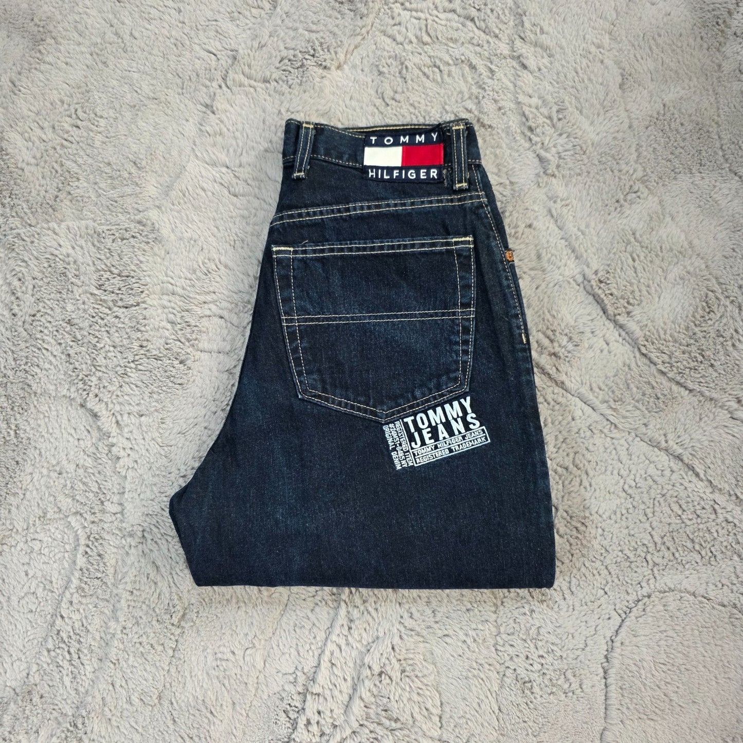 Tommy Hilfiger USA Made Baggy Relaxed Fit Blue Denim Jeans W29 L32 (Actual 29x36