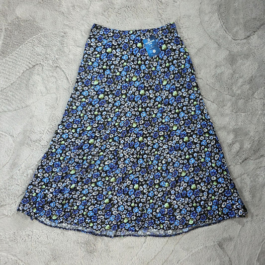 RG Clothing Maxi Skirt Women’s Size 16 Black Blue Floral Polyester NWT