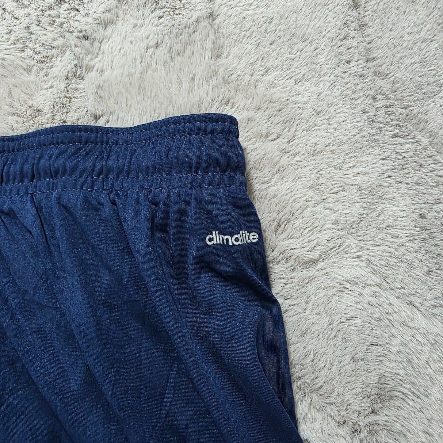 Adidas Climalite Navy Blue Sports Shorts XL W32 Gym Training Zip Detail