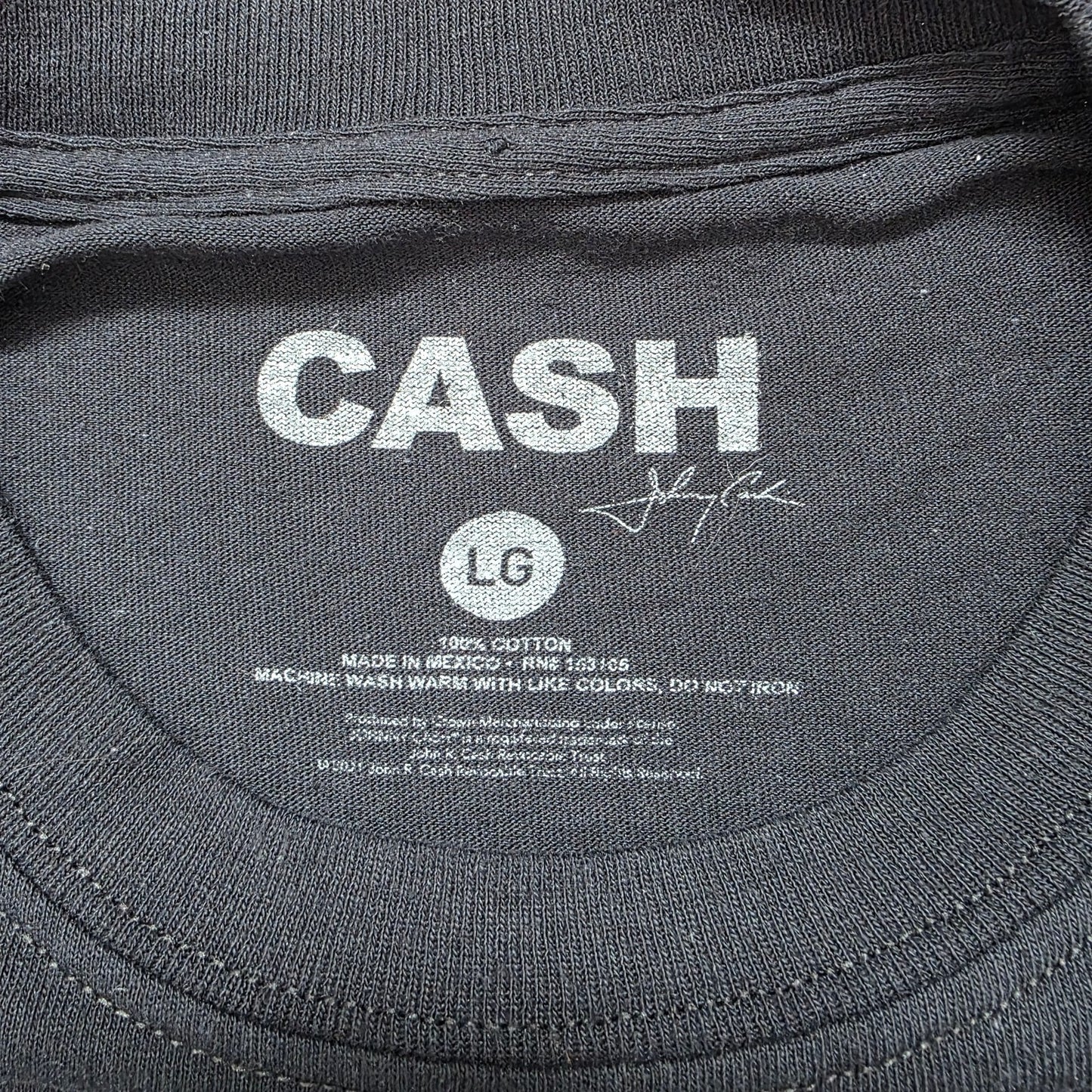 Johnny Cash 1955 Rock n Roll Black Band T-Shirt Size L Mexico 100% Cotton