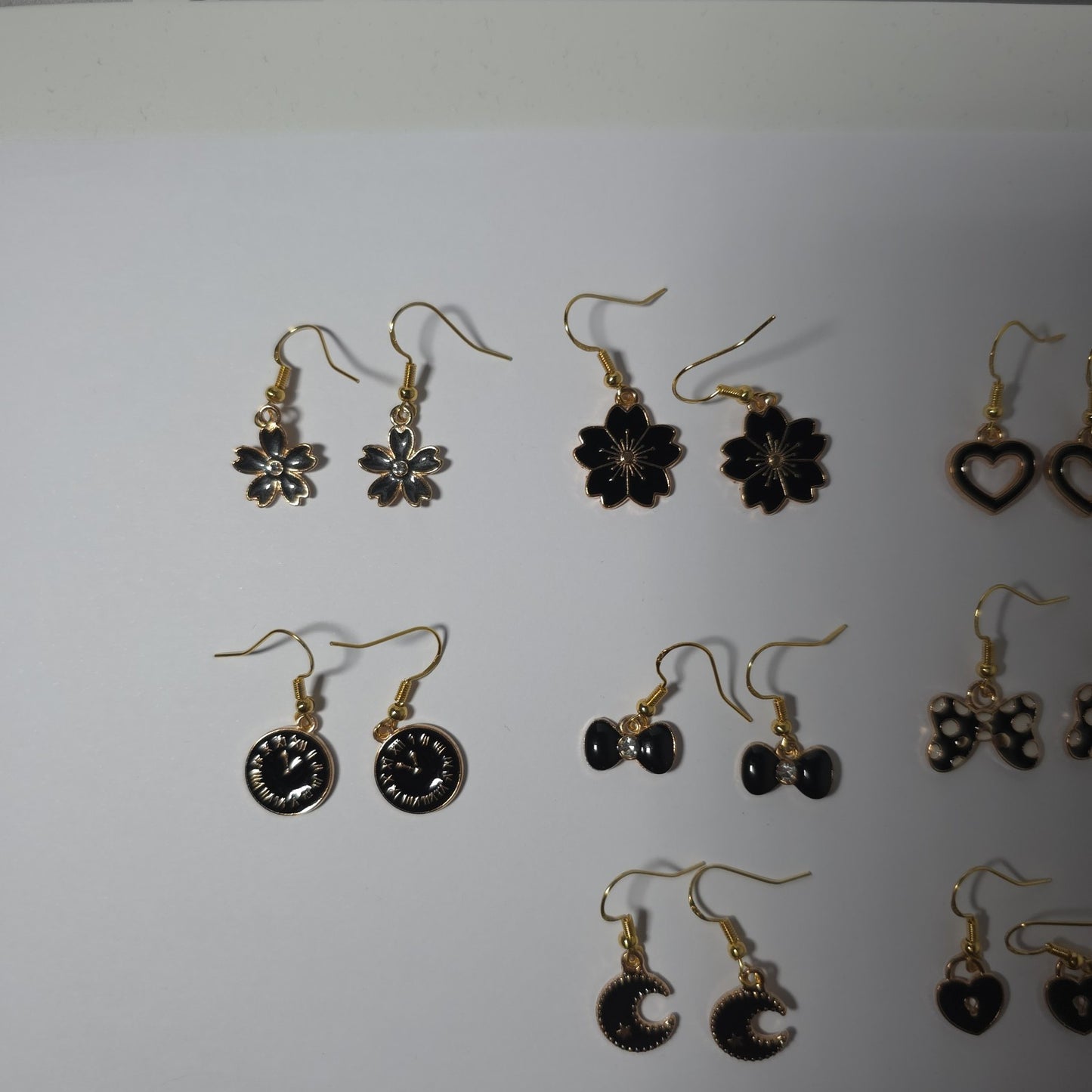 Charm Earrings Job Lot x10 Pairs Enamel Base Gold Plated 925 Silver Hooks
