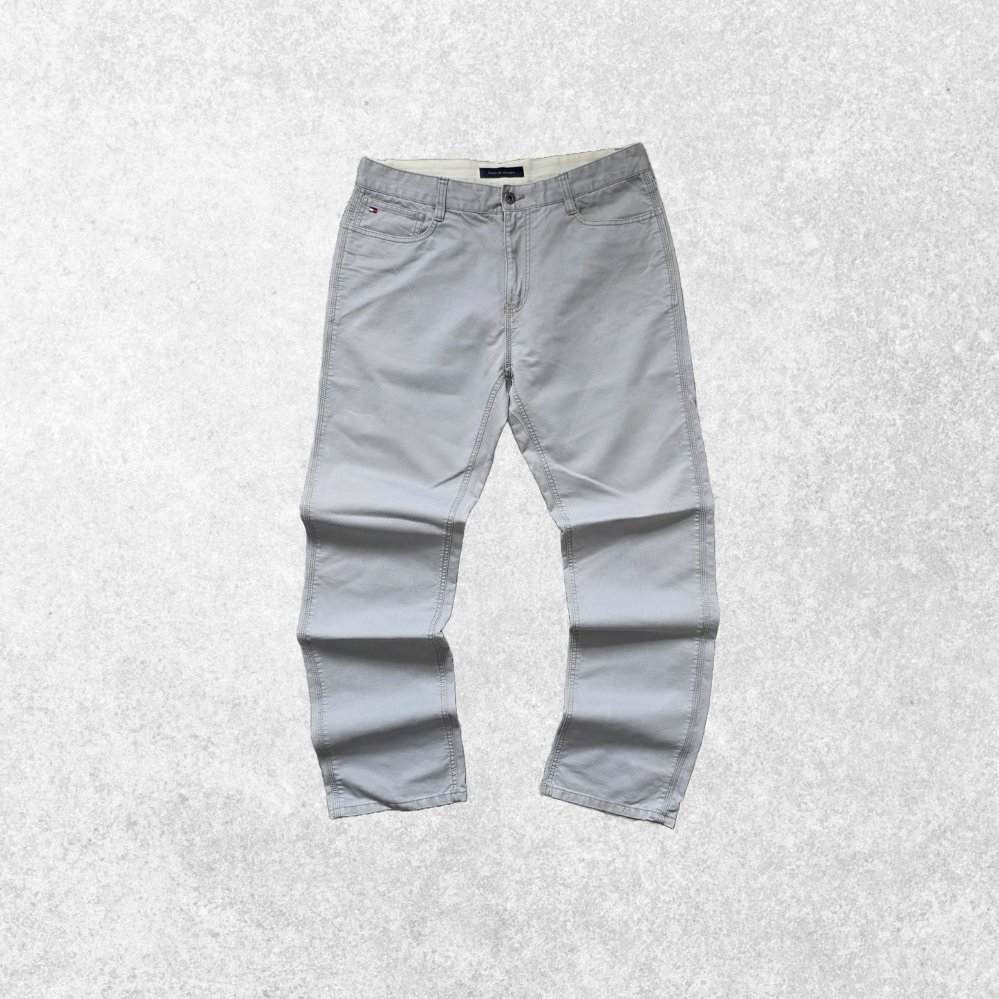Tommy Hilfiger Light Grey Cotton Trousers โ W33 L31 โ Custom Fit