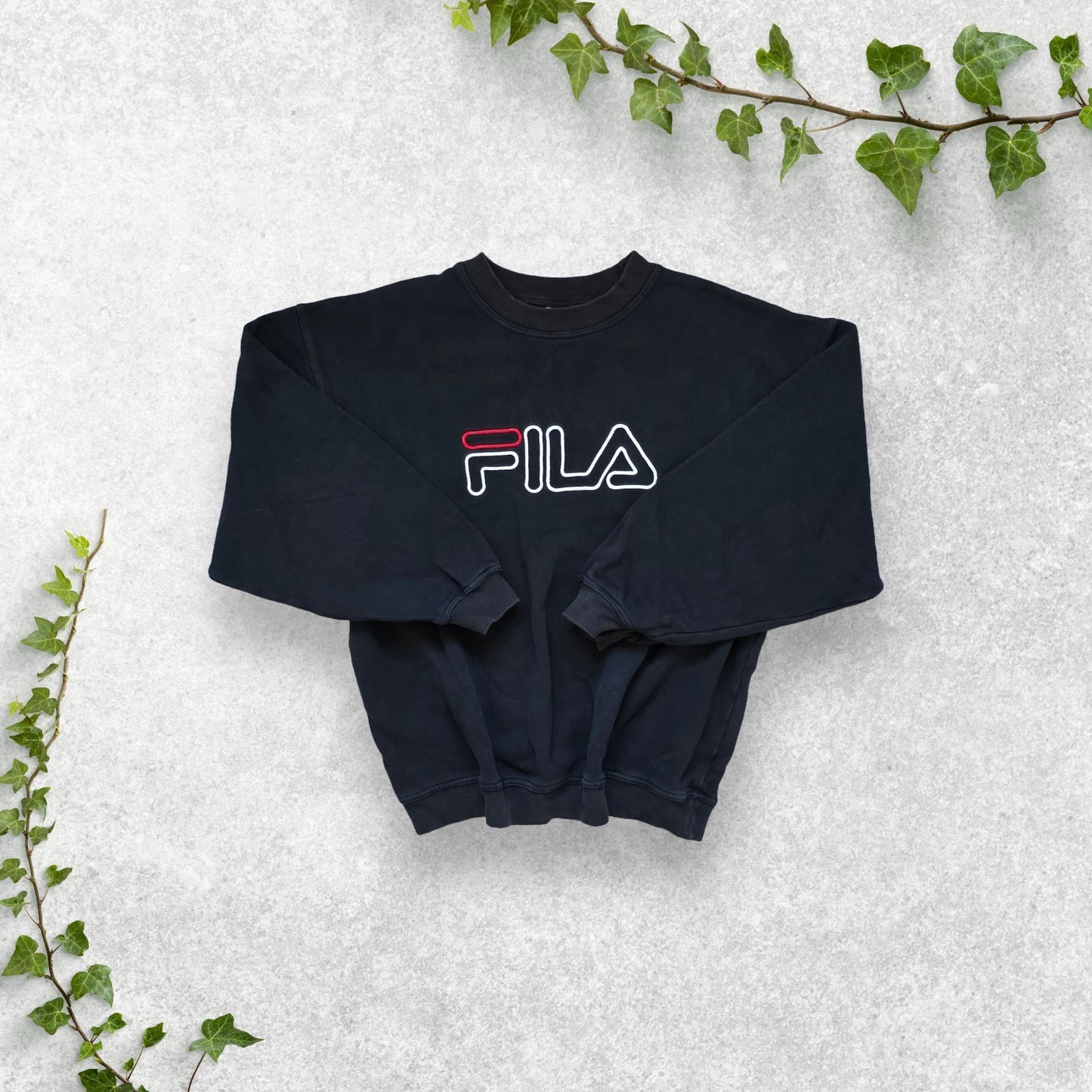 Vintage 00s FILA Spell Out Sweatshirt Black Large Boxy Made In Canada